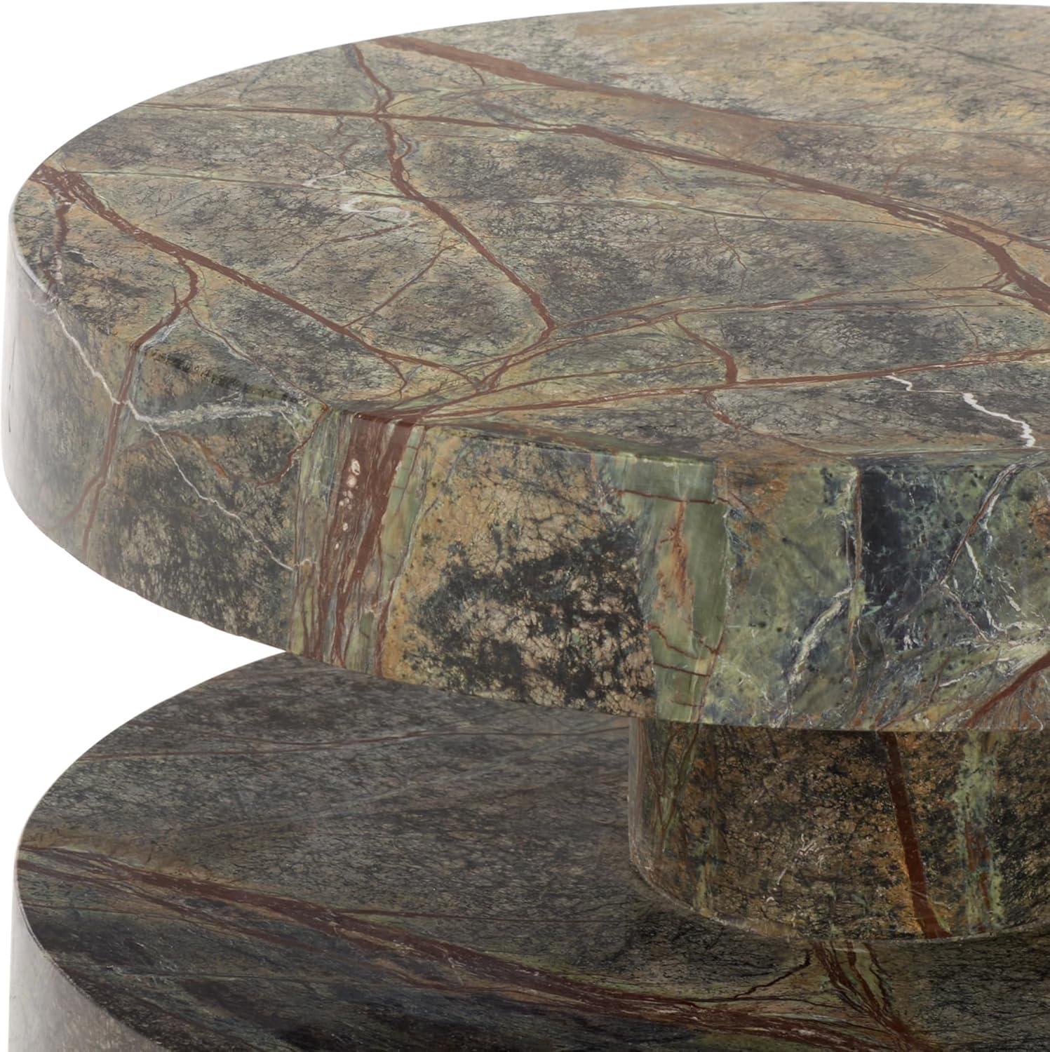 image:imageSAFAVIEH Couture Collection Danny Green amp Brown Stacked Round Marble Accent Table Fully Assembled SFV5766BGreenBrown