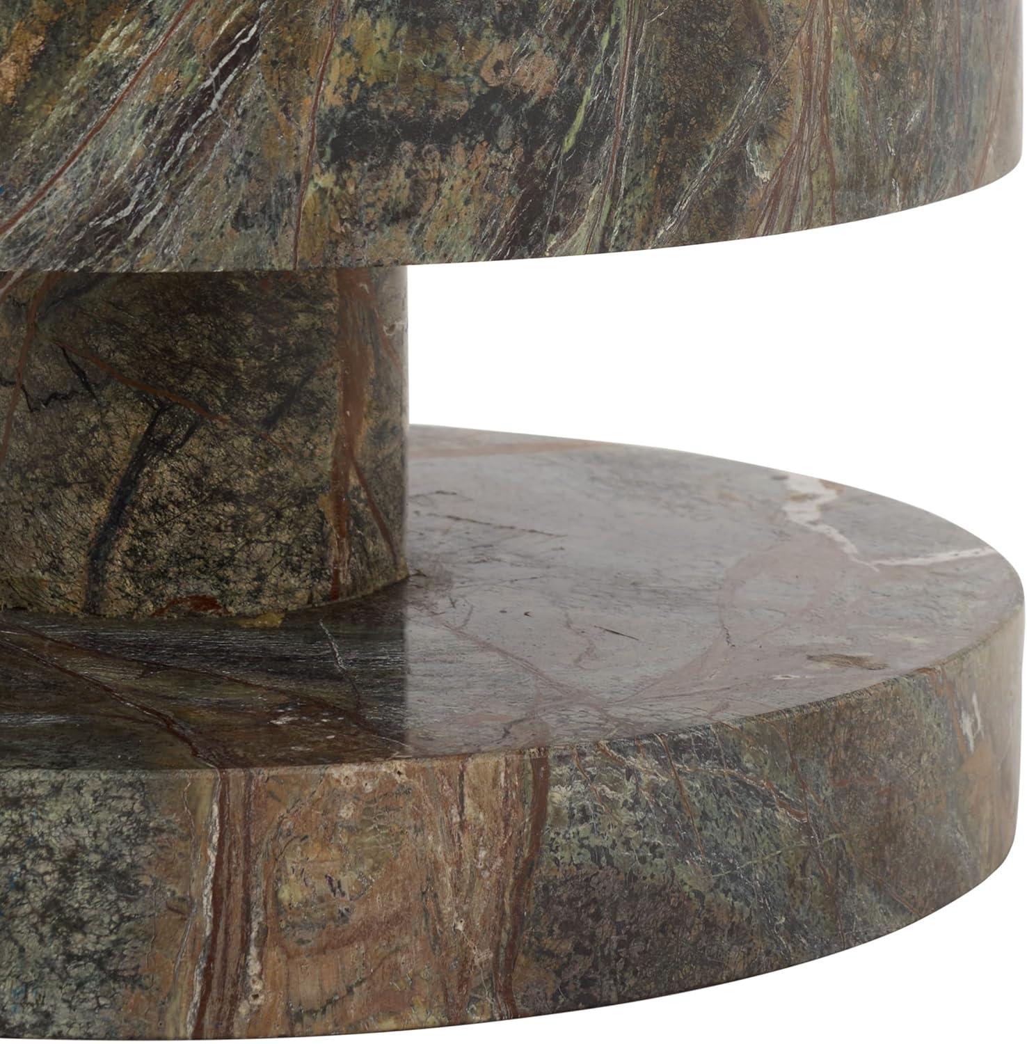 image:imageSAFAVIEH Couture Collection Danny Green amp Brown Stacked Round Marble Accent Table Fully Assembled SFV5766BGreenBrown