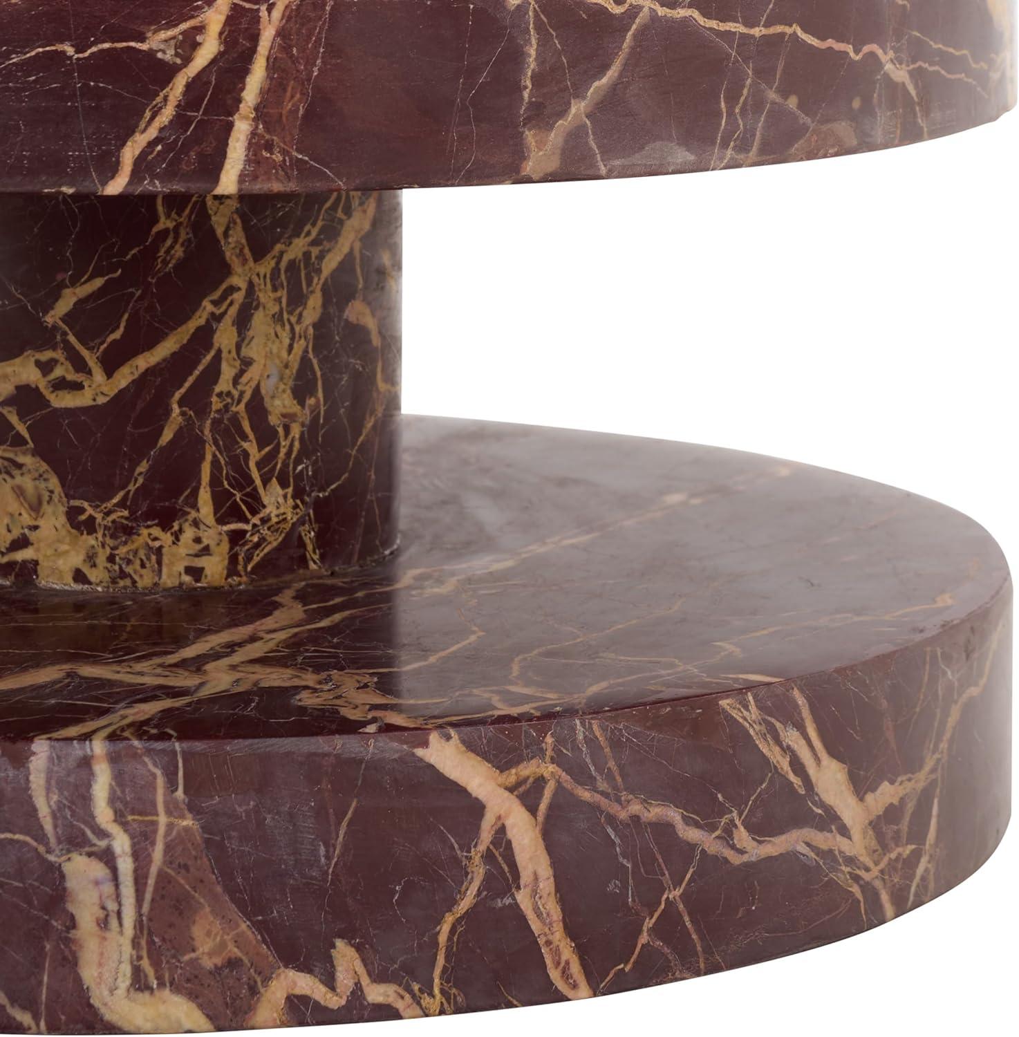 image:imageSAFAVIEH Couture Collection Danny Green amp Brown Stacked Round Marble Accent Table Fully Assembled SFV5766BRedWhite