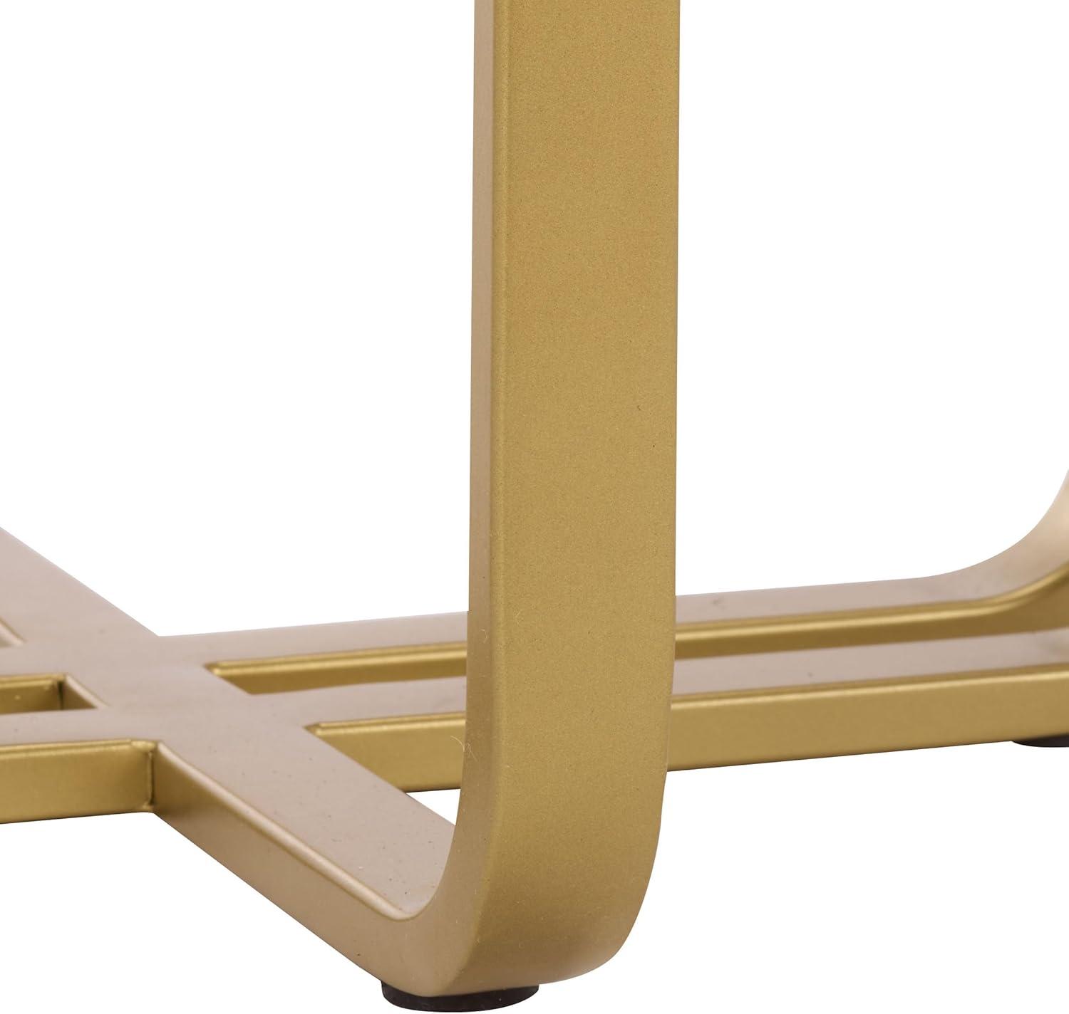 image:imageSAFAVIEH Couture Collection Dominic Brass Stainless Steel Accent Table Sculptural Modern Side Table Cast Glass Top Fully Assembled SFV7919ABrassClear