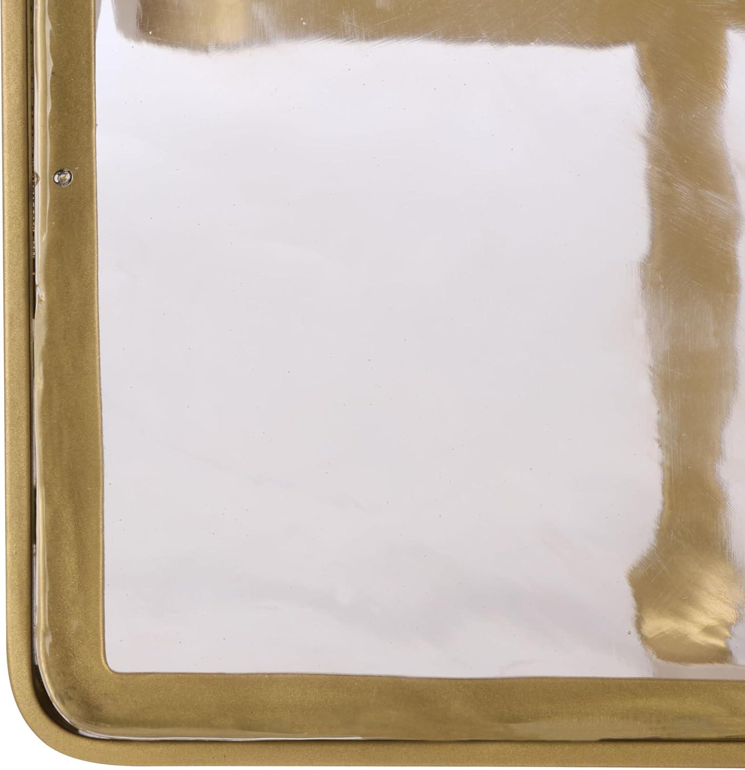 image:imageSAFAVIEH Couture Collection Dominic Brass Stainless Steel Accent Table Sculptural Modern Side Table Cast Glass Top Fully Assembled SFV7919ABrassClear