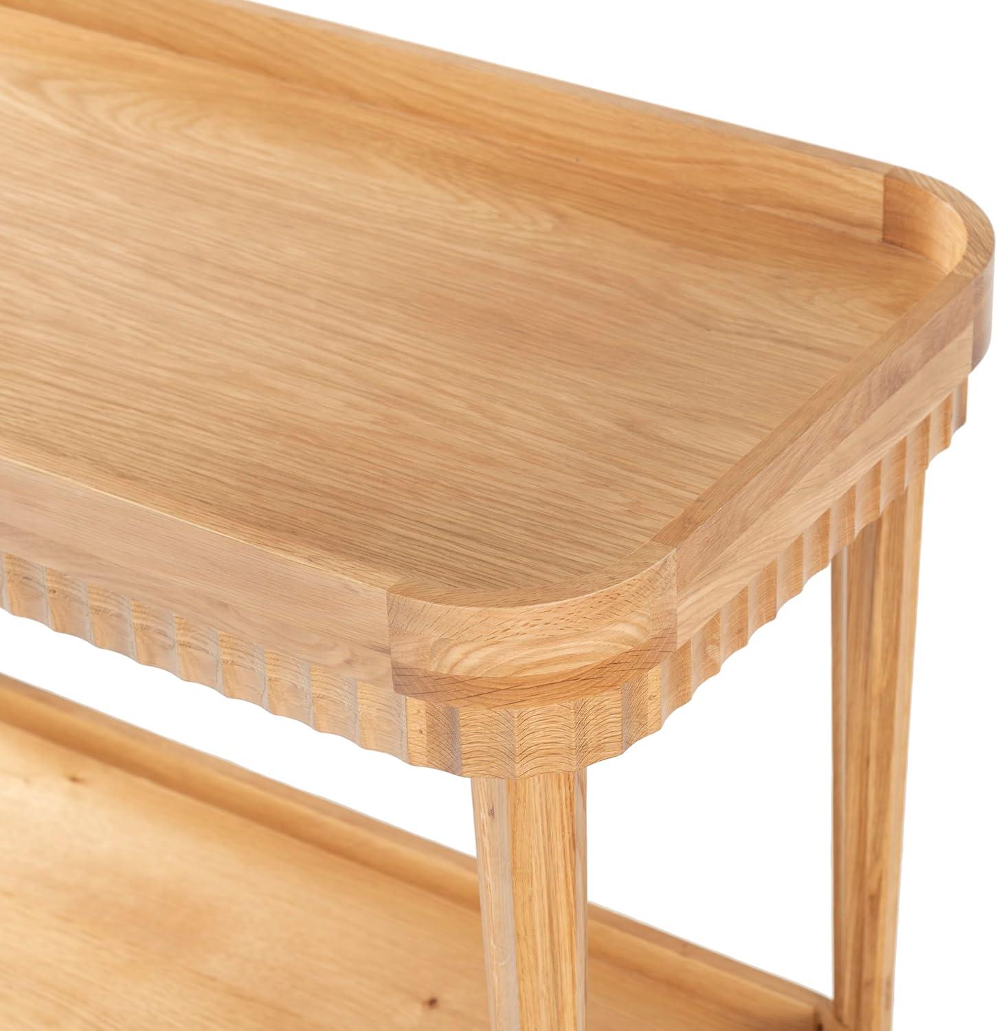 image:imageSAFAVIEH Couture Collection Felicia Briana Natural Brown Bar Cart 2Shelf Serving Cart on Wheels SFV4247ANatural