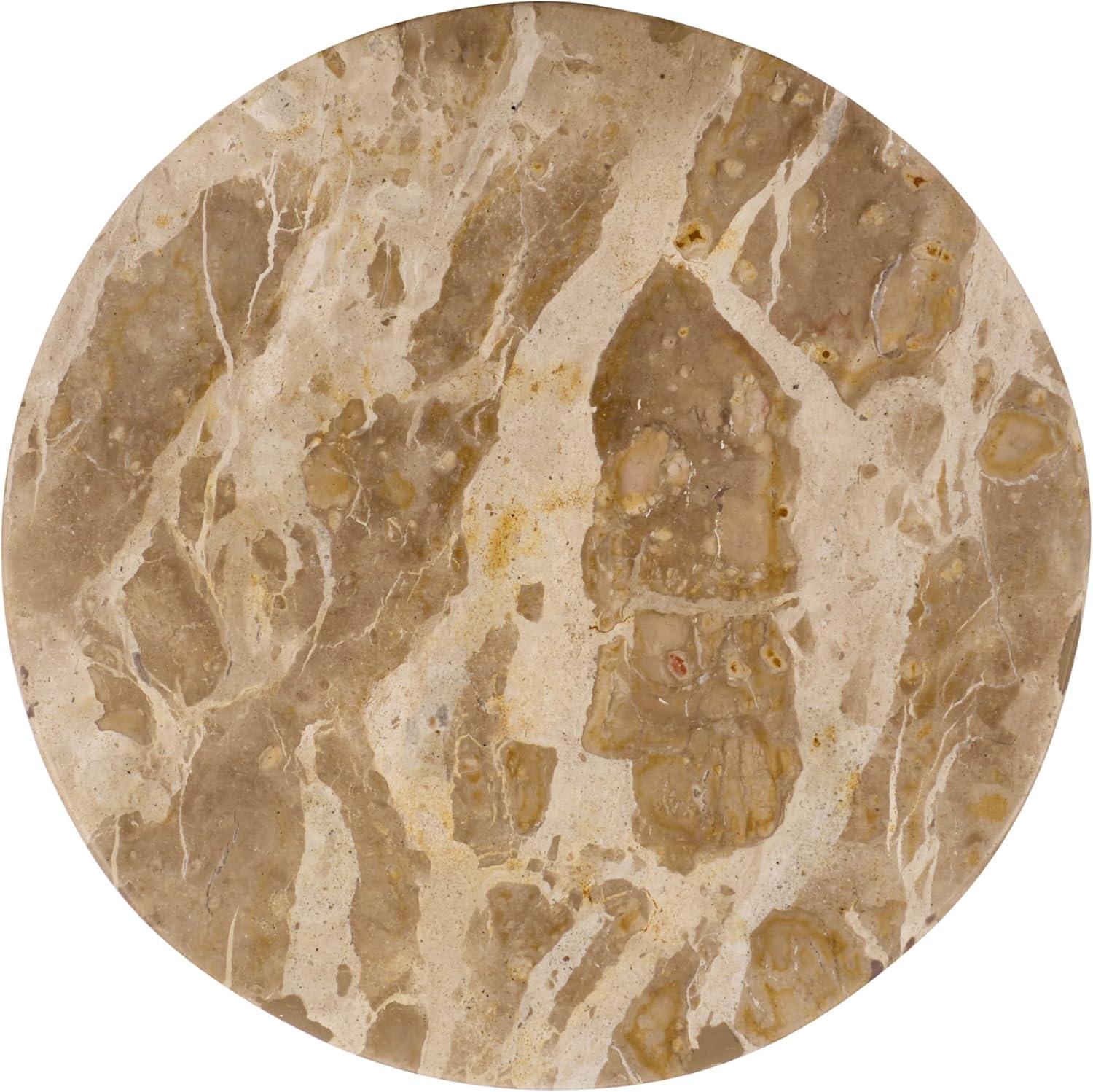 image:imageSAFAVIEH Couture Collection Glendale Beige Round Marble Accent Table Stone Pedestal Side Table Modern Sculptural Design SFV9766BBeige