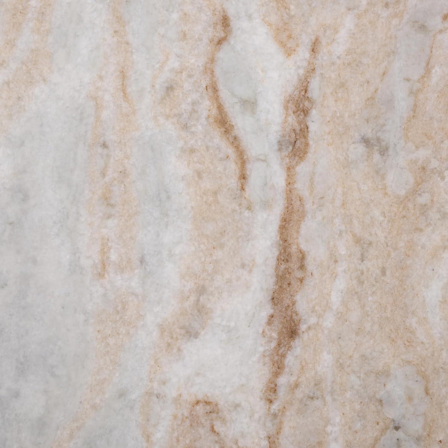 image:imageSAFAVIEH Couture Collection Glendale Beige Round Marble Accent Table Stone Pedestal Side Table Modern Sculptural Design SFV9766BWhiteBrown