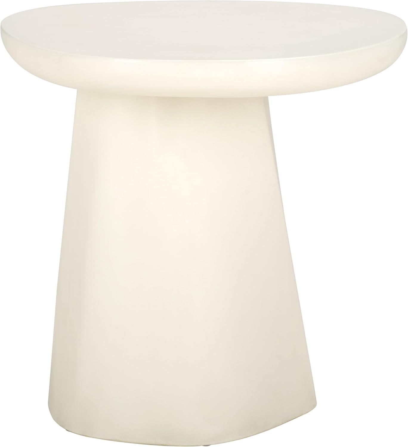 image:imageSAFAVIEH Couture Collection Jabrielle Ivory Concrete Accent Table Sculptural Modern Side Table Minimalist Silhouette SFV2600AIvory