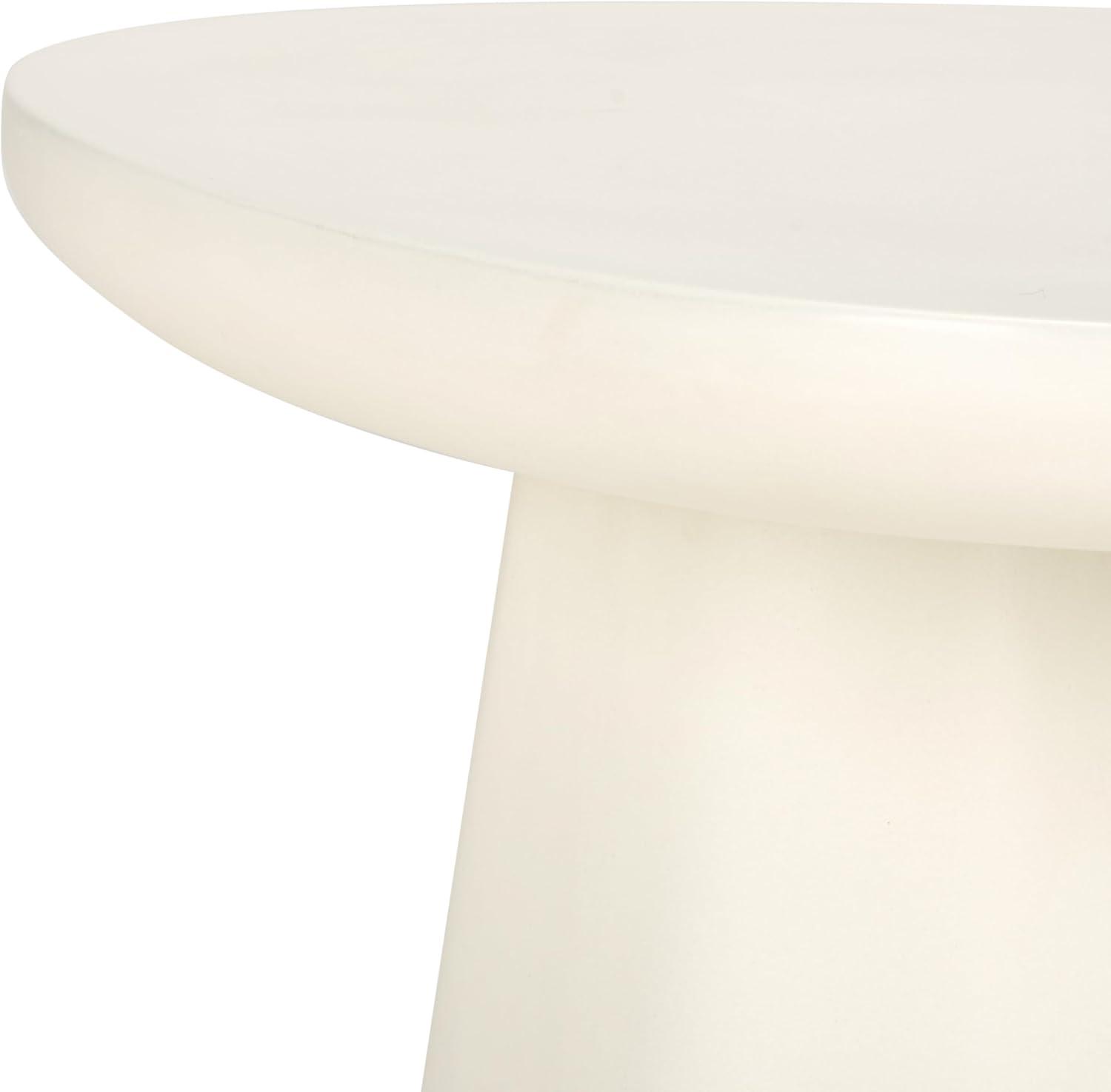 image:imageSAFAVIEH Couture Collection Jabrielle Ivory Concrete Accent Table Sculptural Modern Side Table Minimalist Silhouette SFV2600AIvory