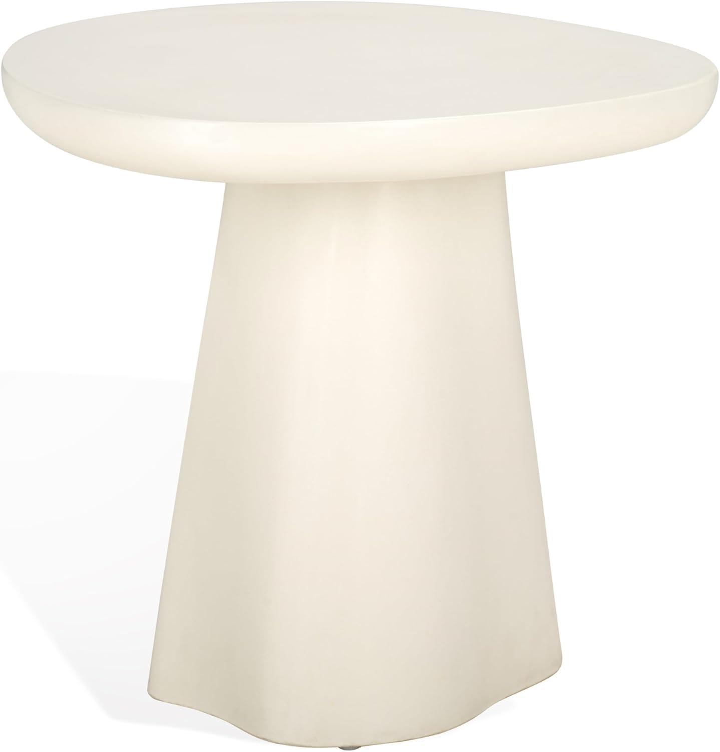 image:imageSAFAVIEH Couture Collection Jabrielle Ivory Concrete Accent Table Sculptural Modern Side Table Minimalist Silhouette SFV2600AIvory