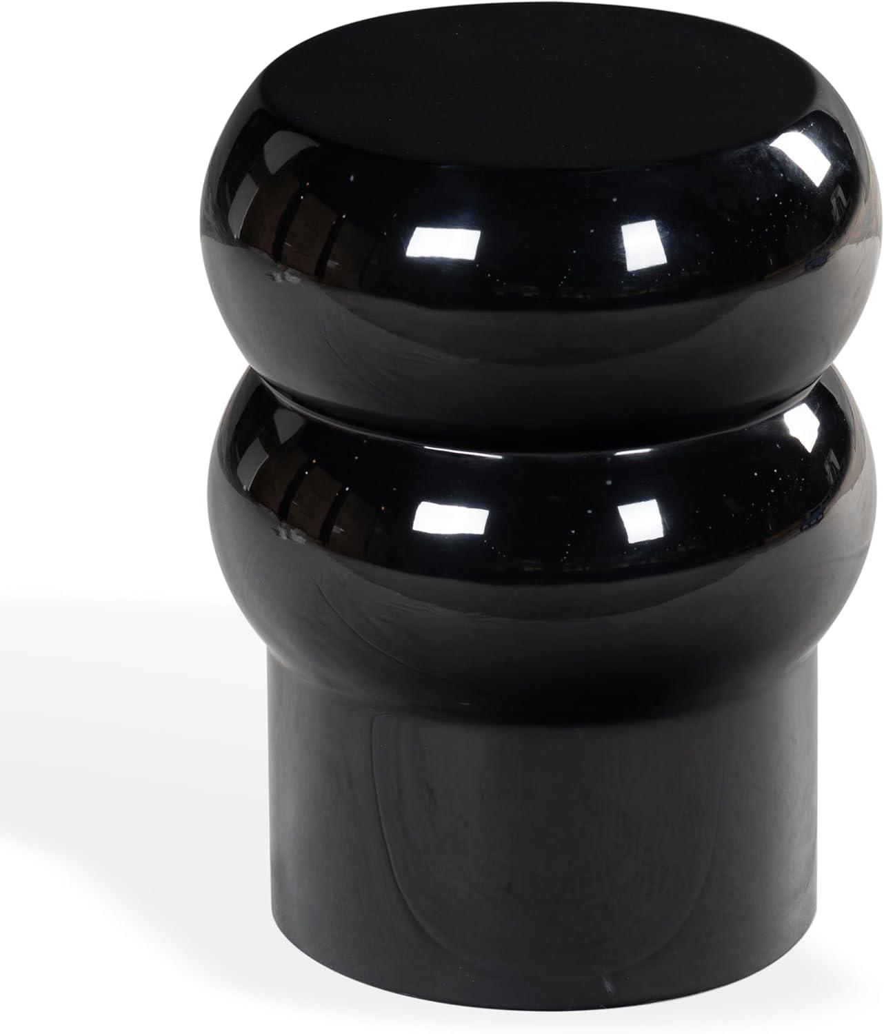image:imageSAFAVIEH Couture Collection Joy Rosa White Concrete Accent Table Contemporary Sculptural Side Table High Gloss Finish Fully Assembled SFV2620BBlack