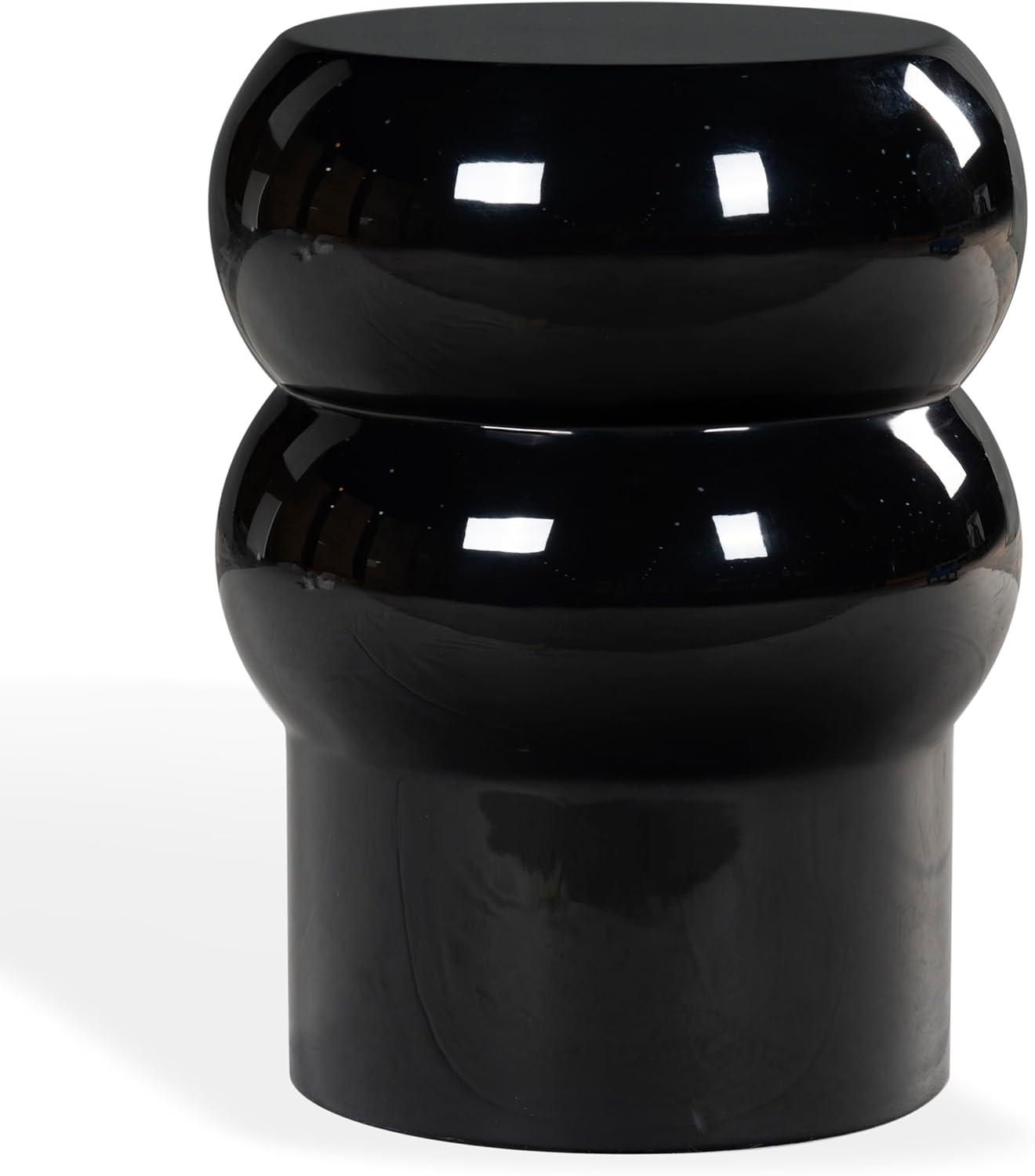 image:imageSAFAVIEH Couture Collection Joy Rosa White Concrete Accent Table Contemporary Sculptural Side Table High Gloss Finish Fully Assembled SFV2620BBlack