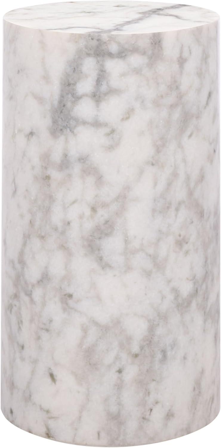 image:imageSAFAVIEH Couture Collection Leah Bryanna White amp Brown Marble Accent Table Round Drink Table Sculptural Pedestal Design SFV9750BWhite
