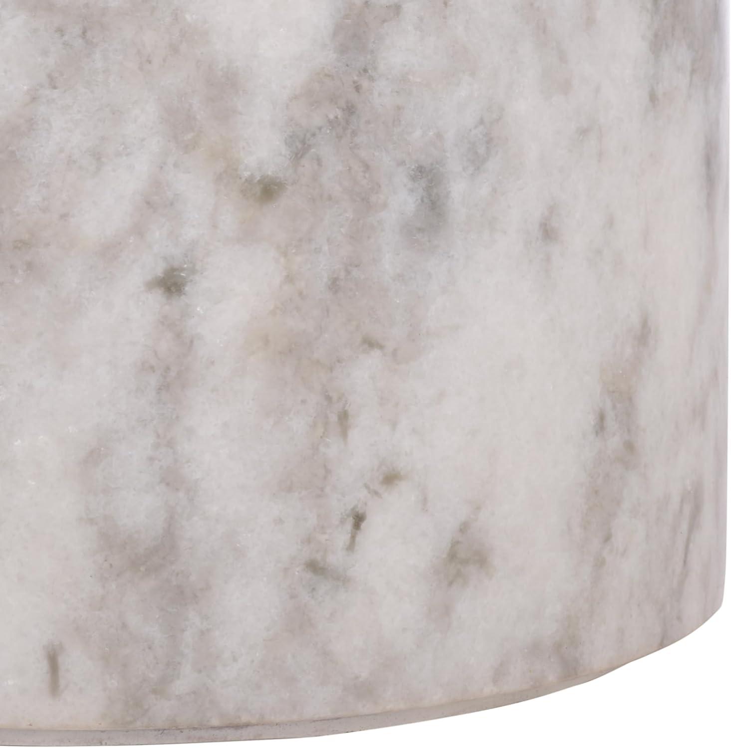 image:imageSAFAVIEH Couture Collection Leah Bryanna White amp Brown Marble Accent Table Round Drink Table Sculptural Pedestal Design SFV9750BWhite