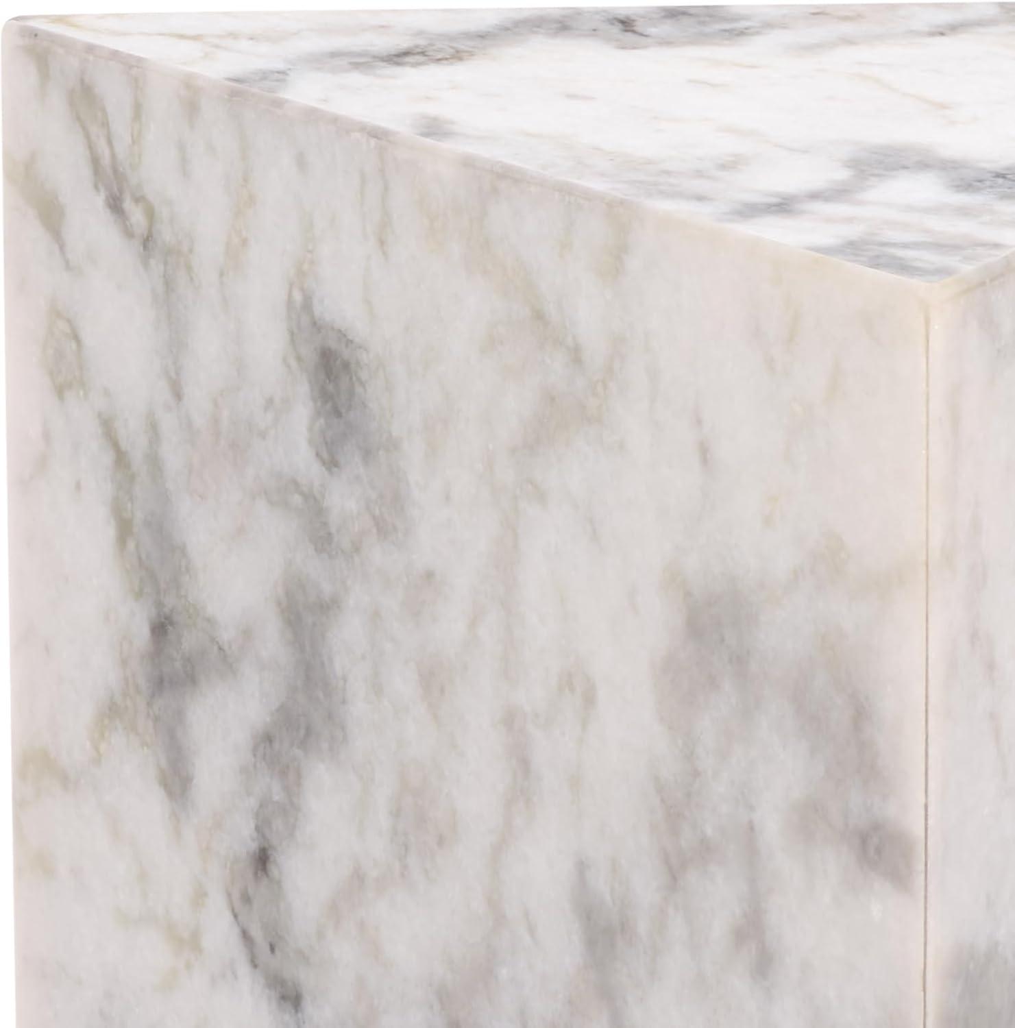 image:imageSAFAVIEH Couture Collection Leah Bryanna White amp Brown Marble Accent Table Triangle Top Drink Table Sculptural Pedestal Design SFV9751BWhite