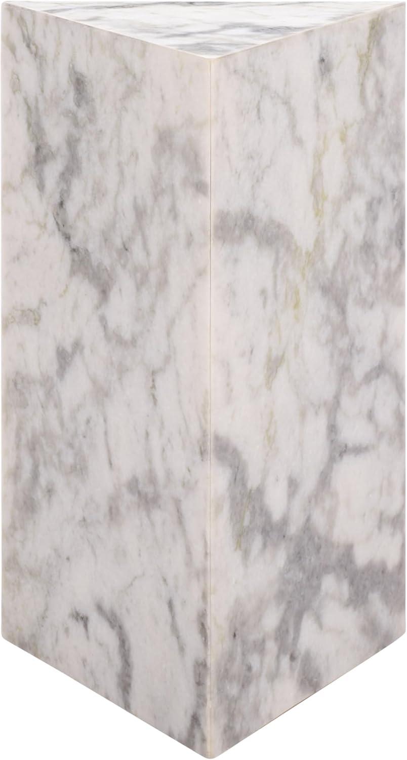 image:imageSAFAVIEH Couture Collection Leah Bryanna White amp Brown Marble Accent Table Triangle Top Drink Table Sculptural Pedestal Design SFV9751BWhite
