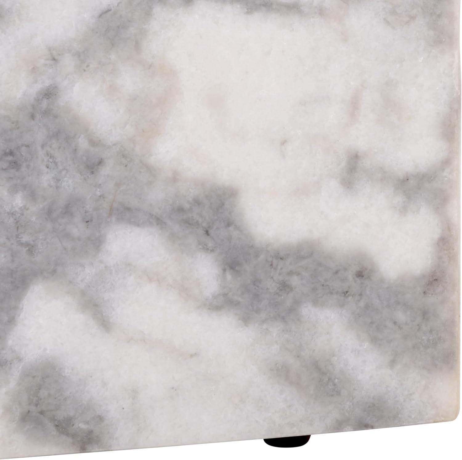 image:imageSAFAVIEH Couture Collection Leah Bryanna White amp Brown Marble Accent Table Triangle Top Drink Table Sculptural Pedestal Design SFV9751BWhite