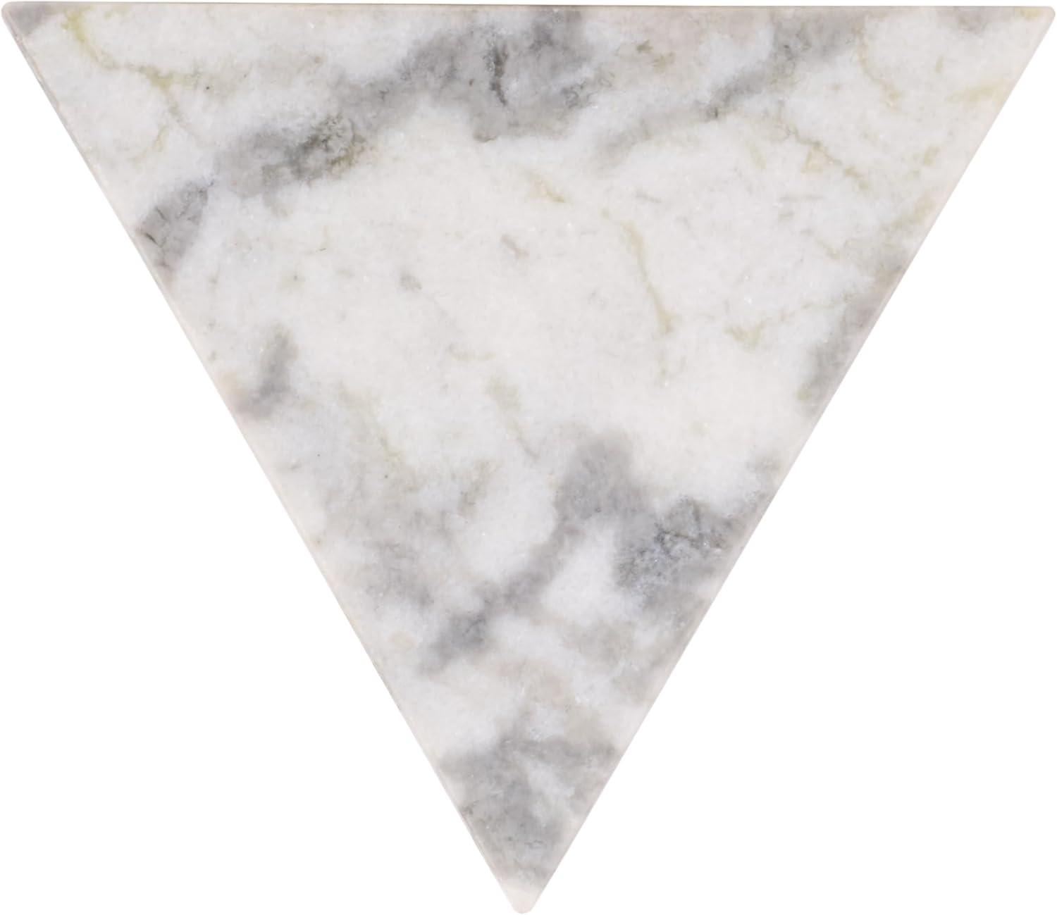 image:imageSAFAVIEH Couture Collection Leah Bryanna White amp Brown Marble Accent Table Triangle Top Drink Table Sculptural Pedestal Design SFV9751BWhite