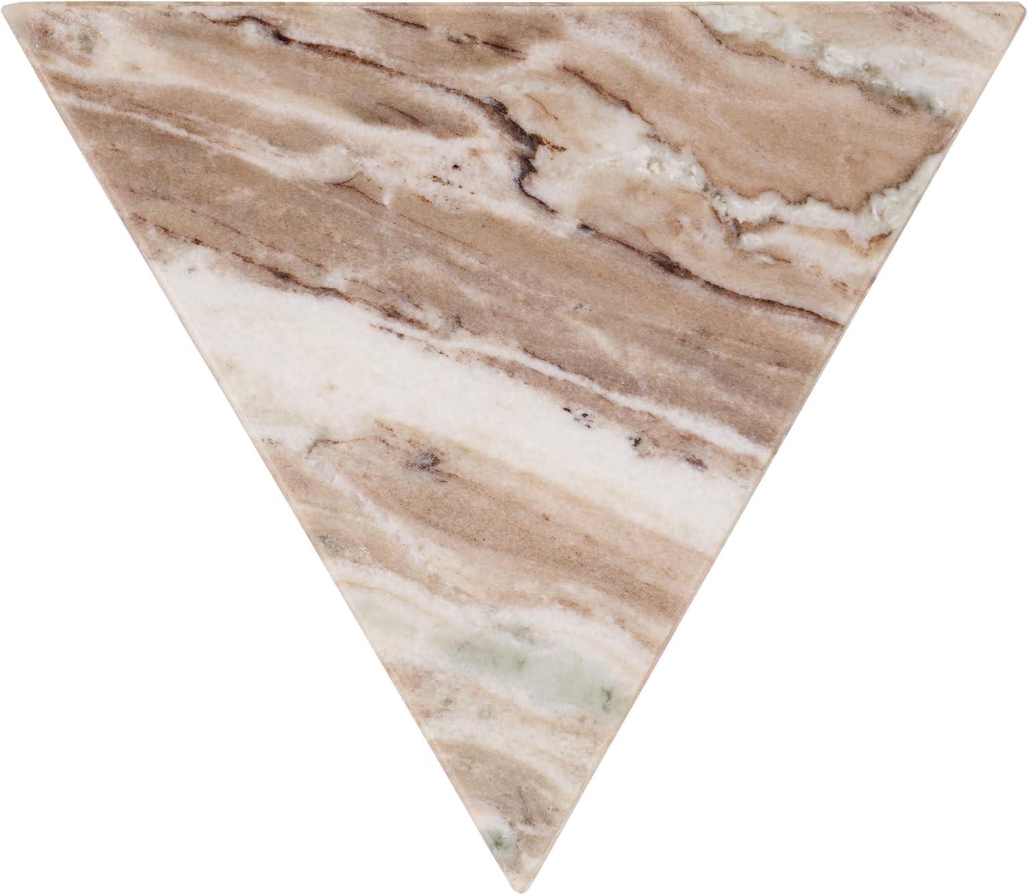 image:imageSAFAVIEH Couture Collection Leah Bryanna White amp Brown Marble Accent Table Triangle Top Drink Table Sculptural Pedestal Design SFV9751BWhiteBrown