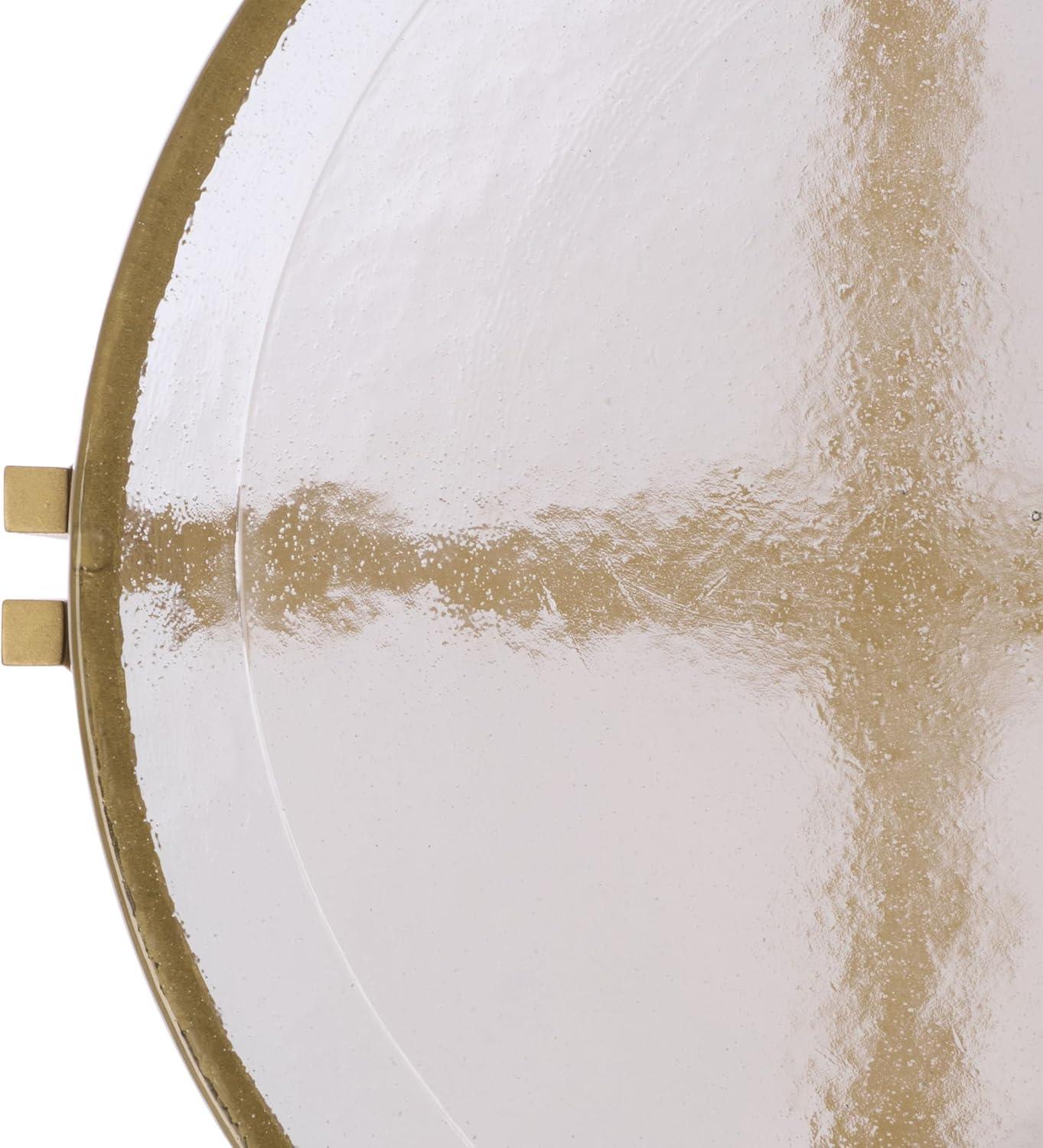 image:imageSAFAVIEH Couture Collection Levitt Cast Glass Top Accent Table Sculptural Modern Side Table Brass Finish Base Fully Assembled SFV7916ABrassClear