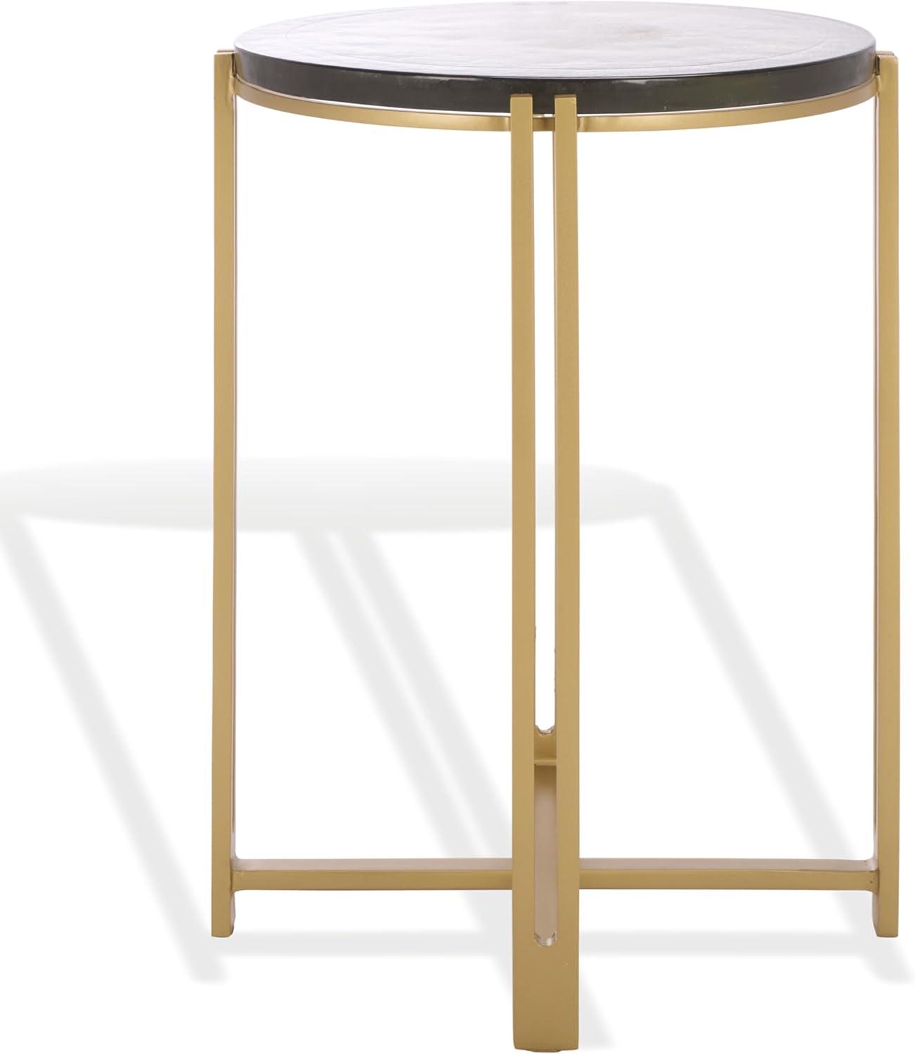 image:imageSAFAVIEH Couture Collection Levitt Cast Glass Top Accent Table Sculptural Modern Side Table Brass Finish Base Fully Assembled SFV7916ABrassClear