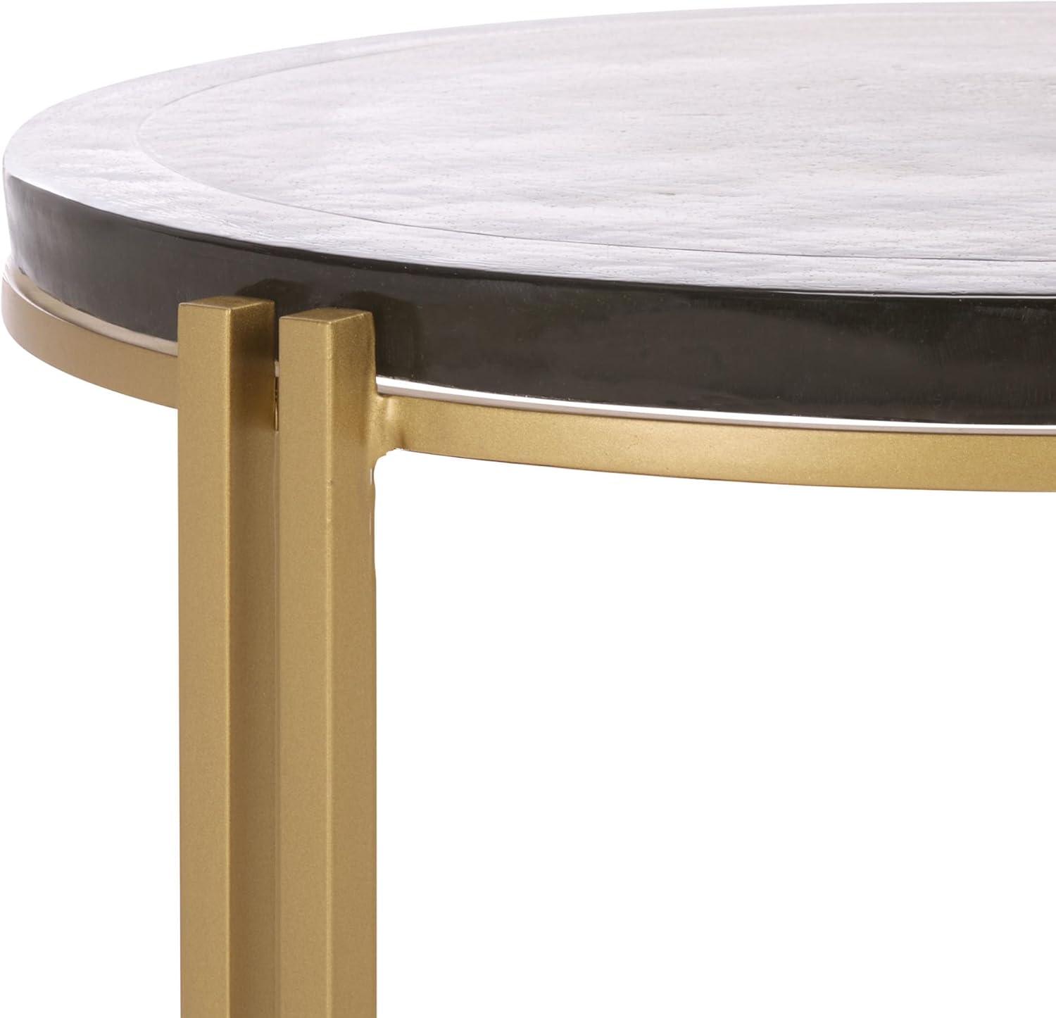 image:imageSAFAVIEH Couture Collection Levitt Cast Glass Top Accent Table Sculptural Modern Side Table Brass Finish Base Fully Assembled SFV7916ABrassClear