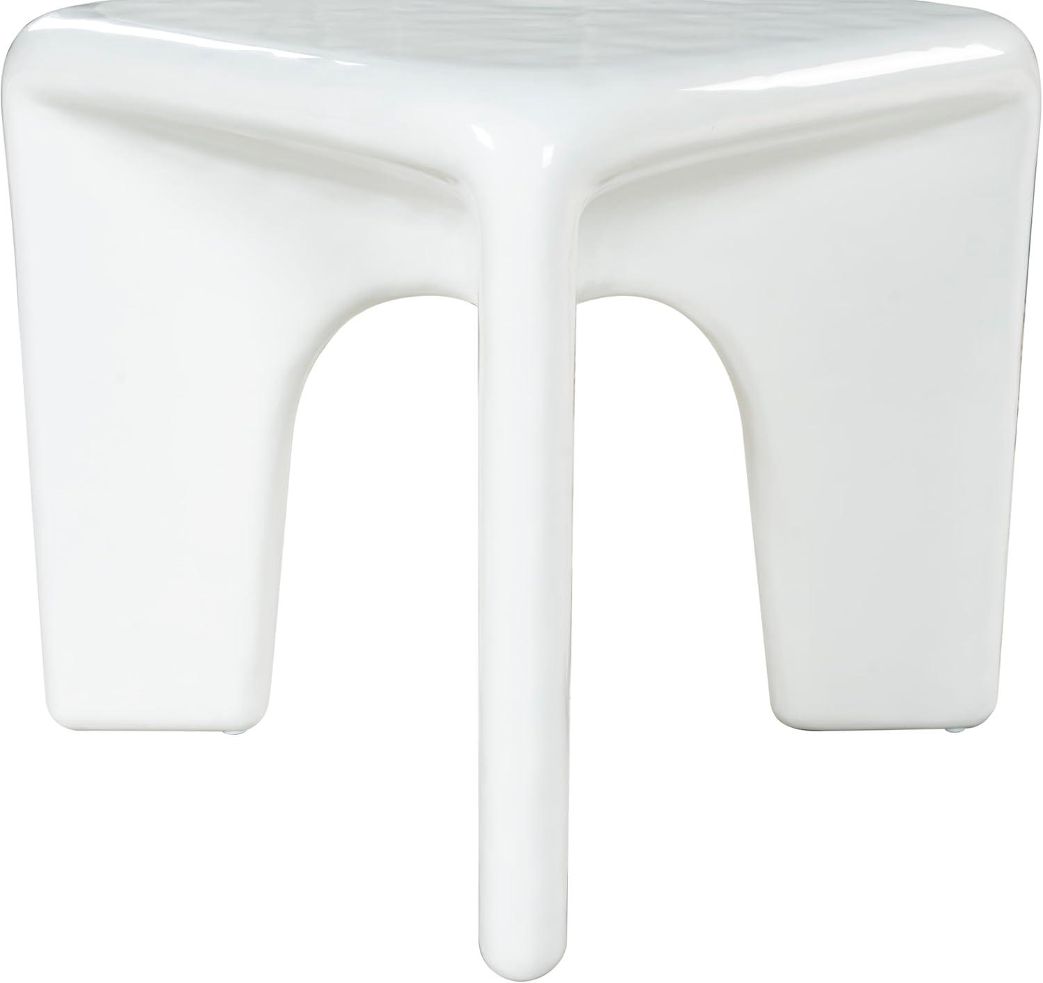image:imageSAFAVIEH Couture Collection Mayelin White Concrete Accent Table Modern Sculptural Side Table High Gloss Finish Fully Assembled SFV2624AWhite