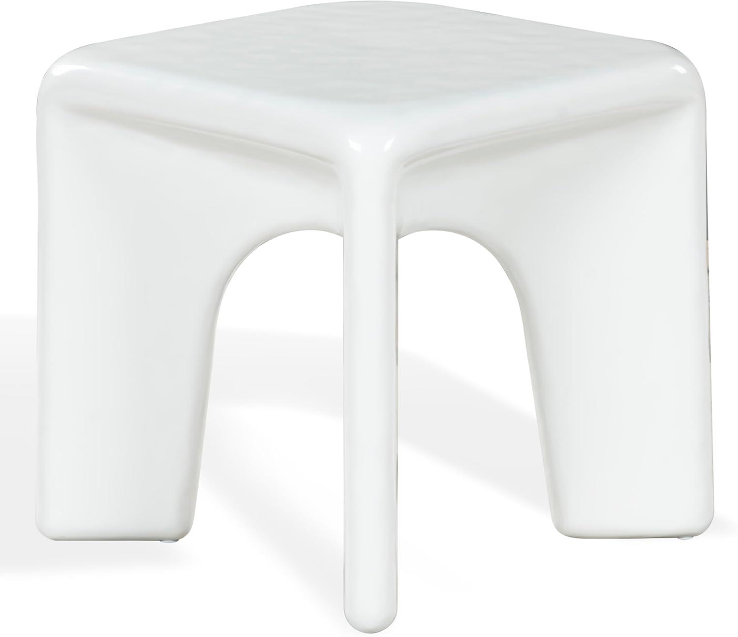 image:imageSAFAVIEH Couture Collection Mayelin White Concrete Accent Table Modern Sculptural Side Table High Gloss Finish Fully Assembled SFV2624AWhite