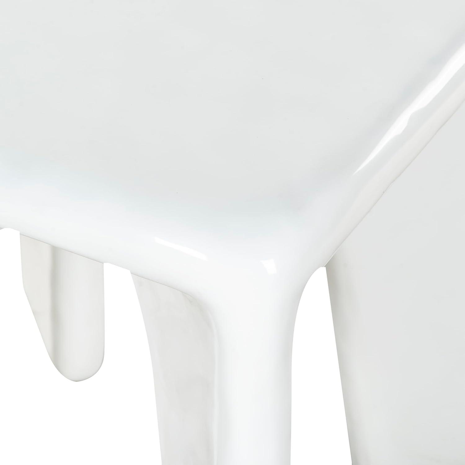 image:imageSAFAVIEH Couture Collection Mayelin White Concrete Accent Table Modern Sculptural Side Table High Gloss Finish Fully Assembled SFV2624AWhite