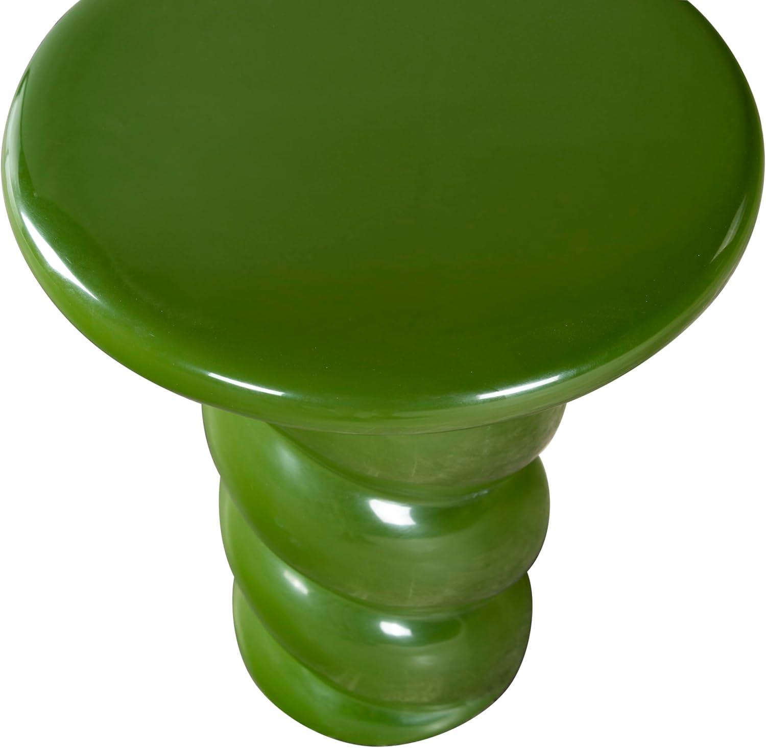 image:imageSAFAVIEH Couture Collection Noelly Olive Green Concrete Accent Table Contemporary Swirl Pedestal Side Table High Gloss Finish Fully Assembled SFV2621COlive Green