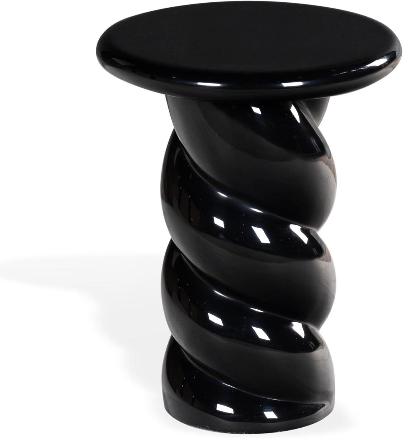 image:imageSAFAVIEH Couture Collection Noelly Olive Green Concrete Accent Table Contemporary Swirl Pedestal Side Table High Gloss Finish Fully Assembled SFV2621CBlack