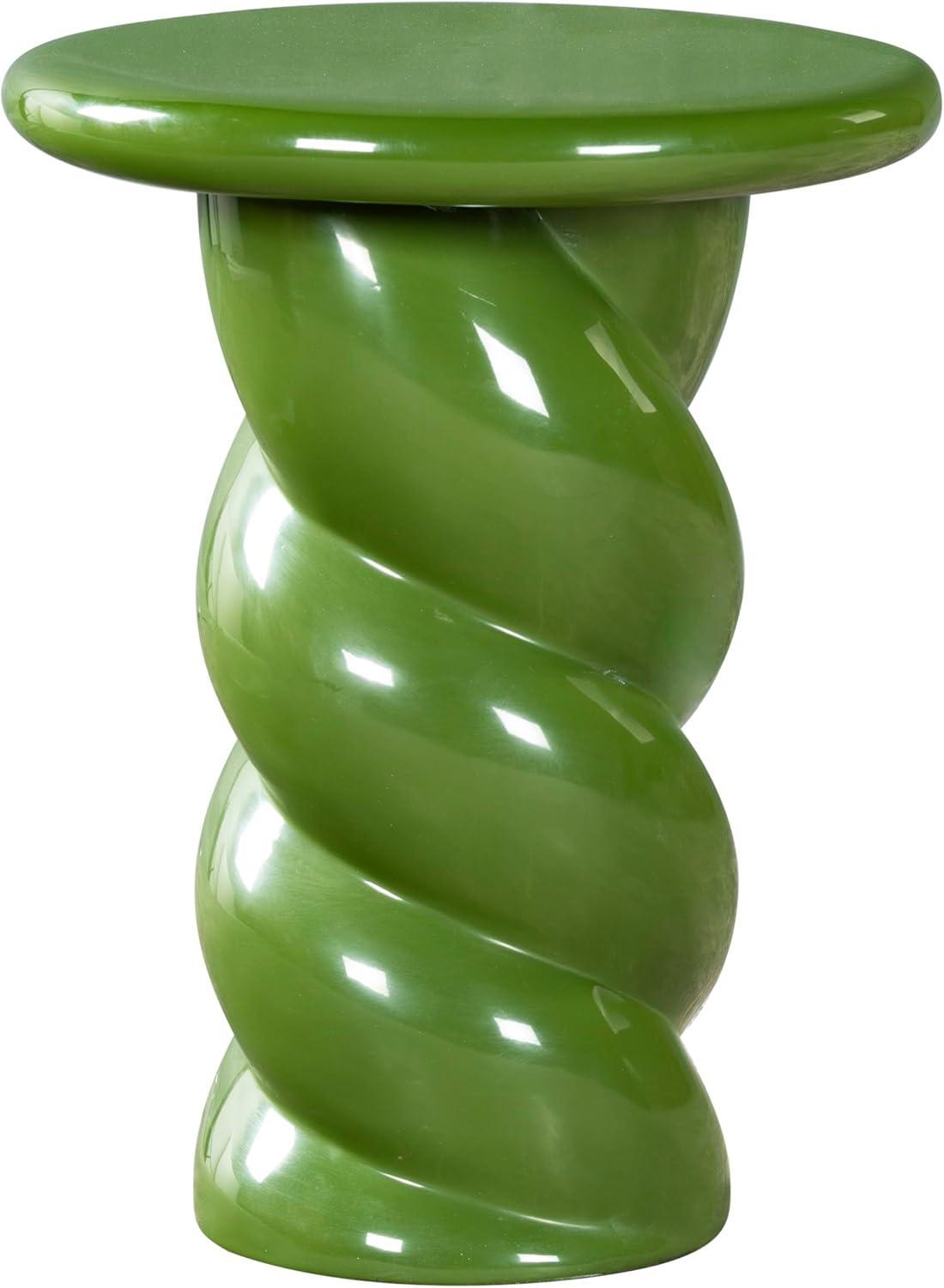 image:imageSAFAVIEH Couture Collection Noelly Olive Green Concrete Accent Table Contemporary Swirl Pedestal Side Table High Gloss Finish Fully Assembled SFV2621COlive Green