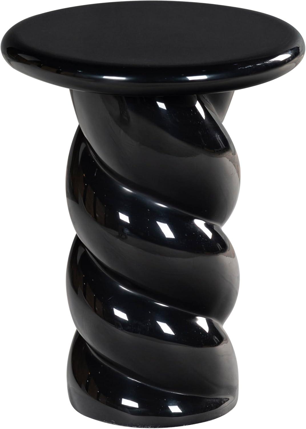 image:imageSAFAVIEH Couture Collection Noelly Olive Green Concrete Accent Table Contemporary Swirl Pedestal Side Table High Gloss Finish Fully Assembled SFV2621CBlack