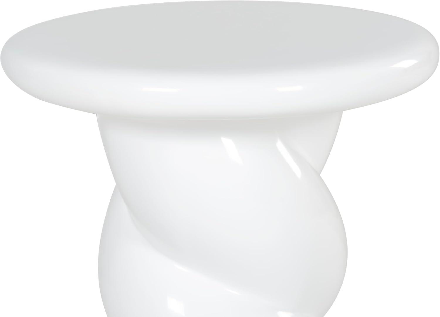 image:imageSAFAVIEH Couture Collection Noelly Olive Green Concrete Accent Table Contemporary Swirl Pedestal Side Table High Gloss Finish Fully Assembled SFV2621CWhite