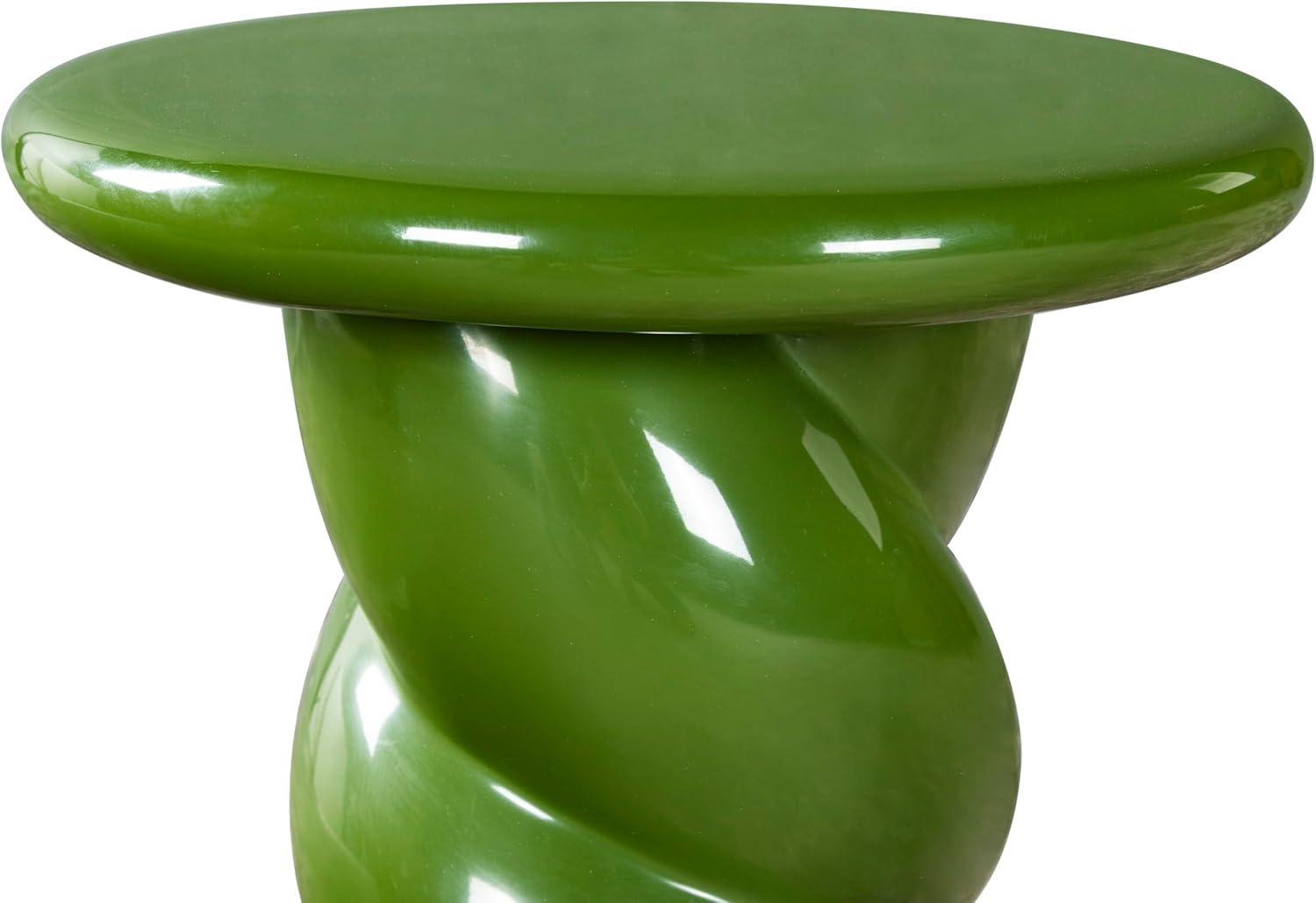 image:imageSAFAVIEH Couture Collection Noelly Olive Green Concrete Accent Table Contemporary Swirl Pedestal Side Table High Gloss Finish Fully Assembled SFV2621COlive Green