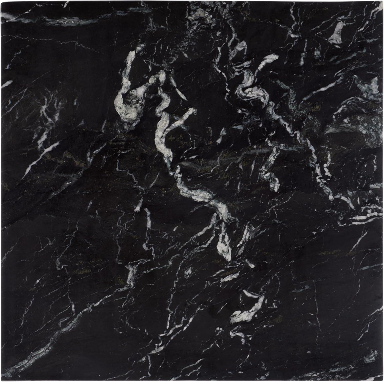 image:imageSAFAVIEH Couture Collection Olivia Black Square Travertine Accent Table Sculptural Pedestal Display Table SFV9702CBlack
