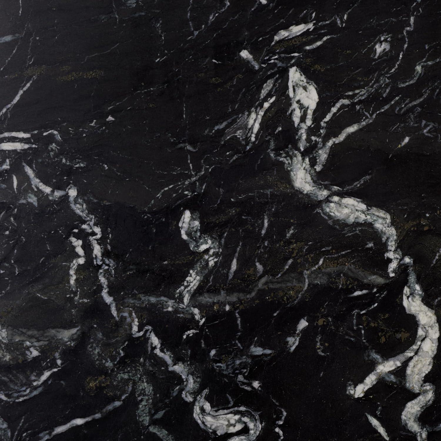 image:imageSAFAVIEH Couture Collection Olivia Black Square Travertine Accent Table Sculptural Pedestal Display Table SFV9702CBlack