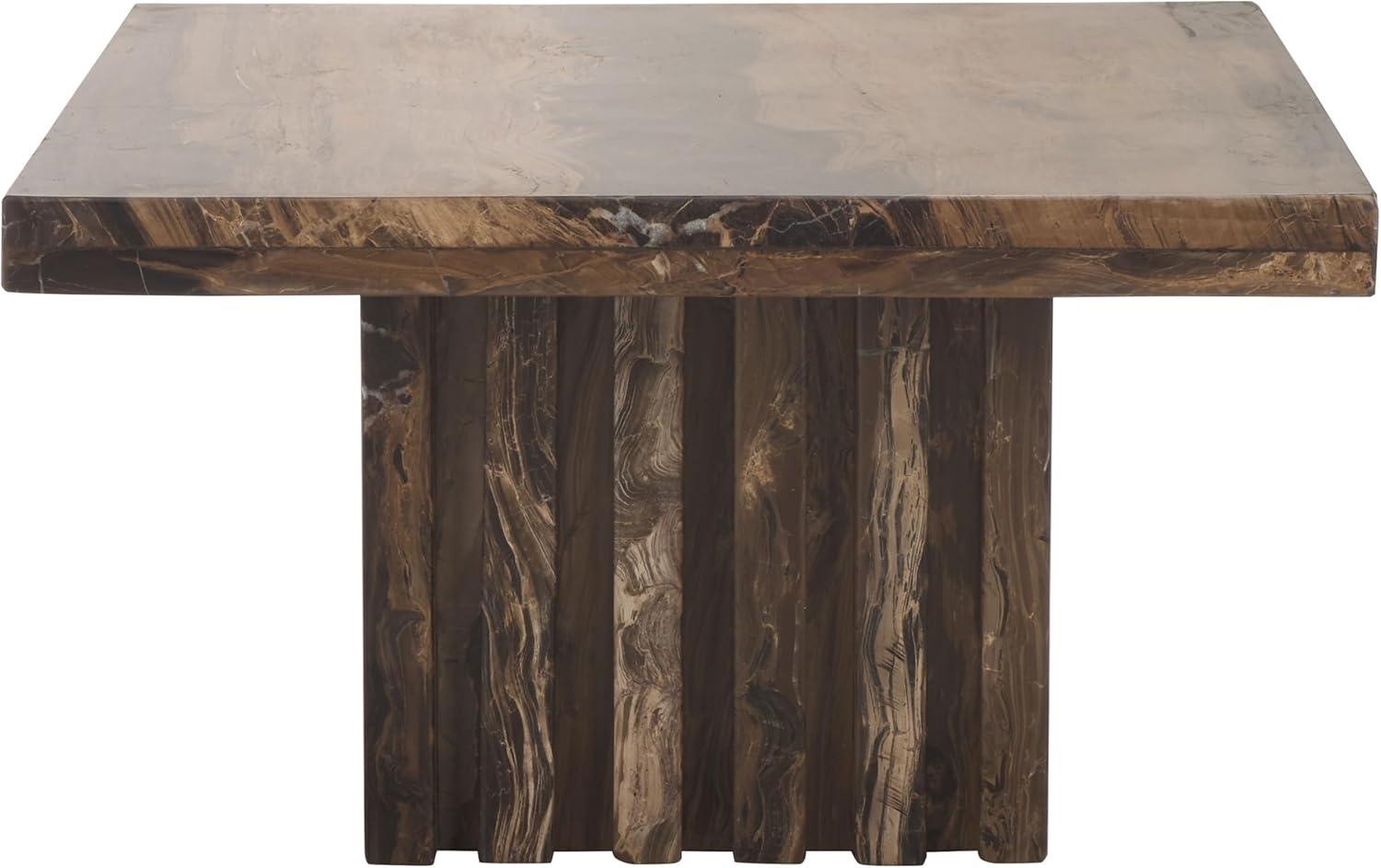 image:imageSAFAVIEH Couture Collection Olivia Black Square Travertine Accent Table Sculptural Pedestal Display Table SFV9702CBrown