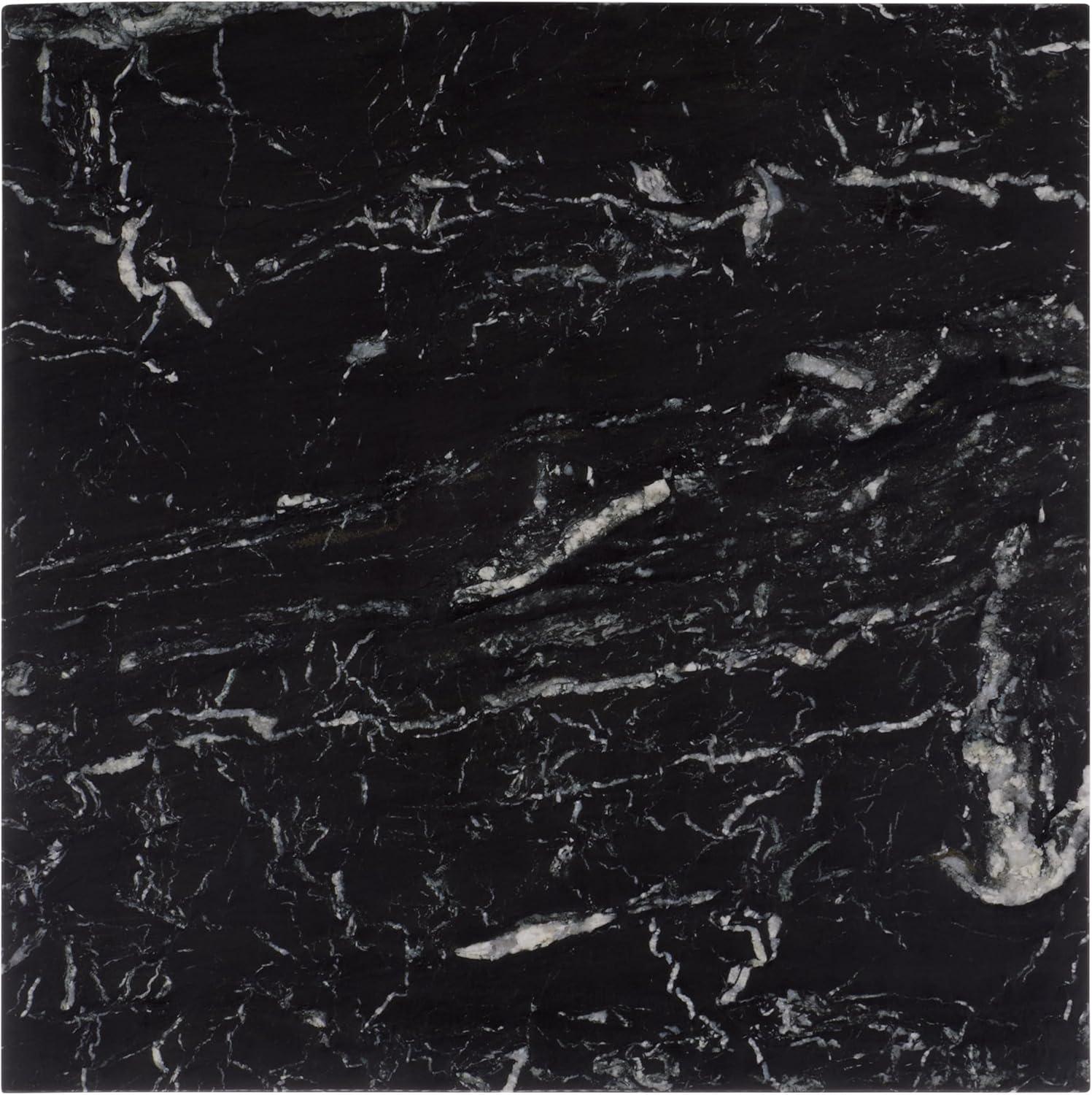 image:imageSAFAVIEH Couture Collection Olivia Brown Marble Accent Table Tall Square Pedestal Design Sculptural Statement Piece SFV9701BBlack