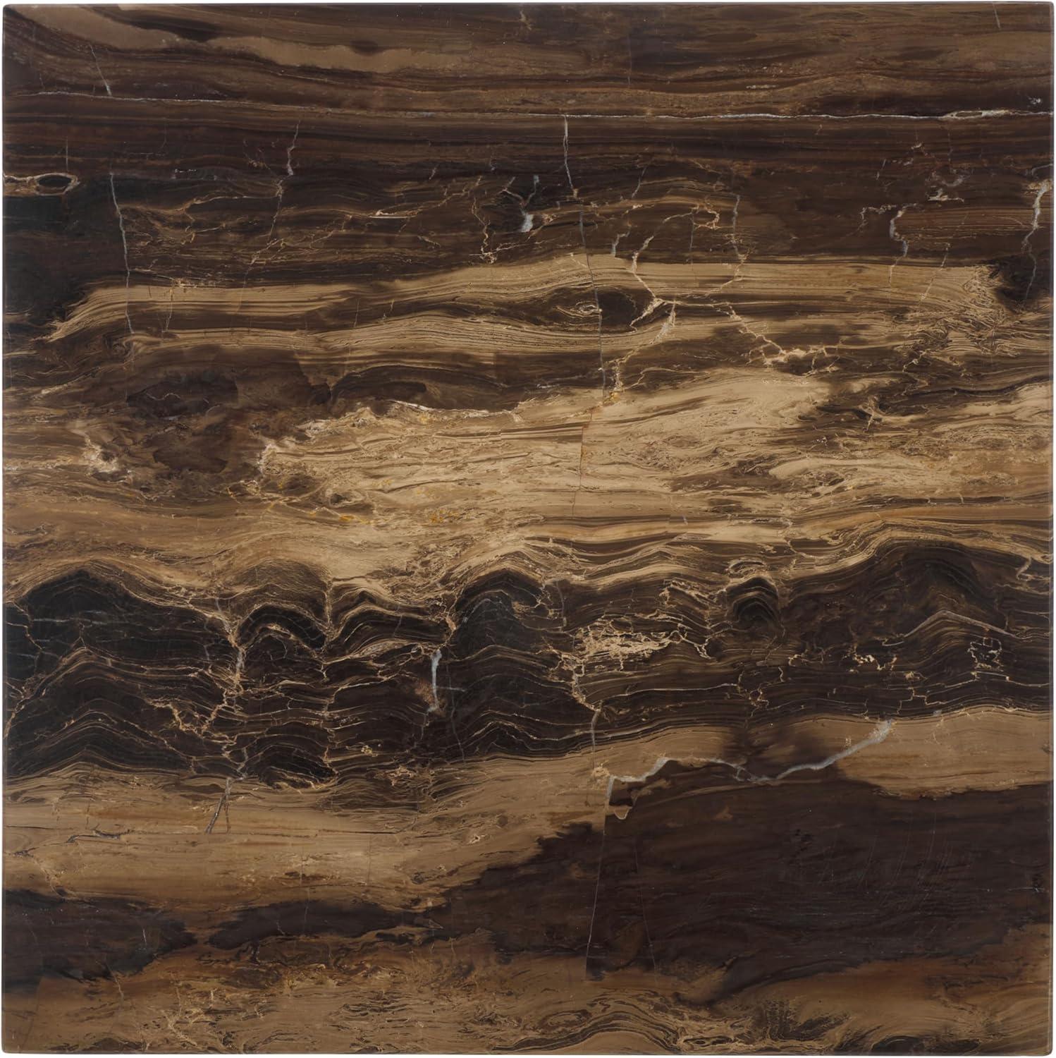 image:imageSAFAVIEH Couture Collection Olivia Brown Marble Accent Table Tall Square Pedestal Design Sculptural Statement Piece SFV9701BBrown