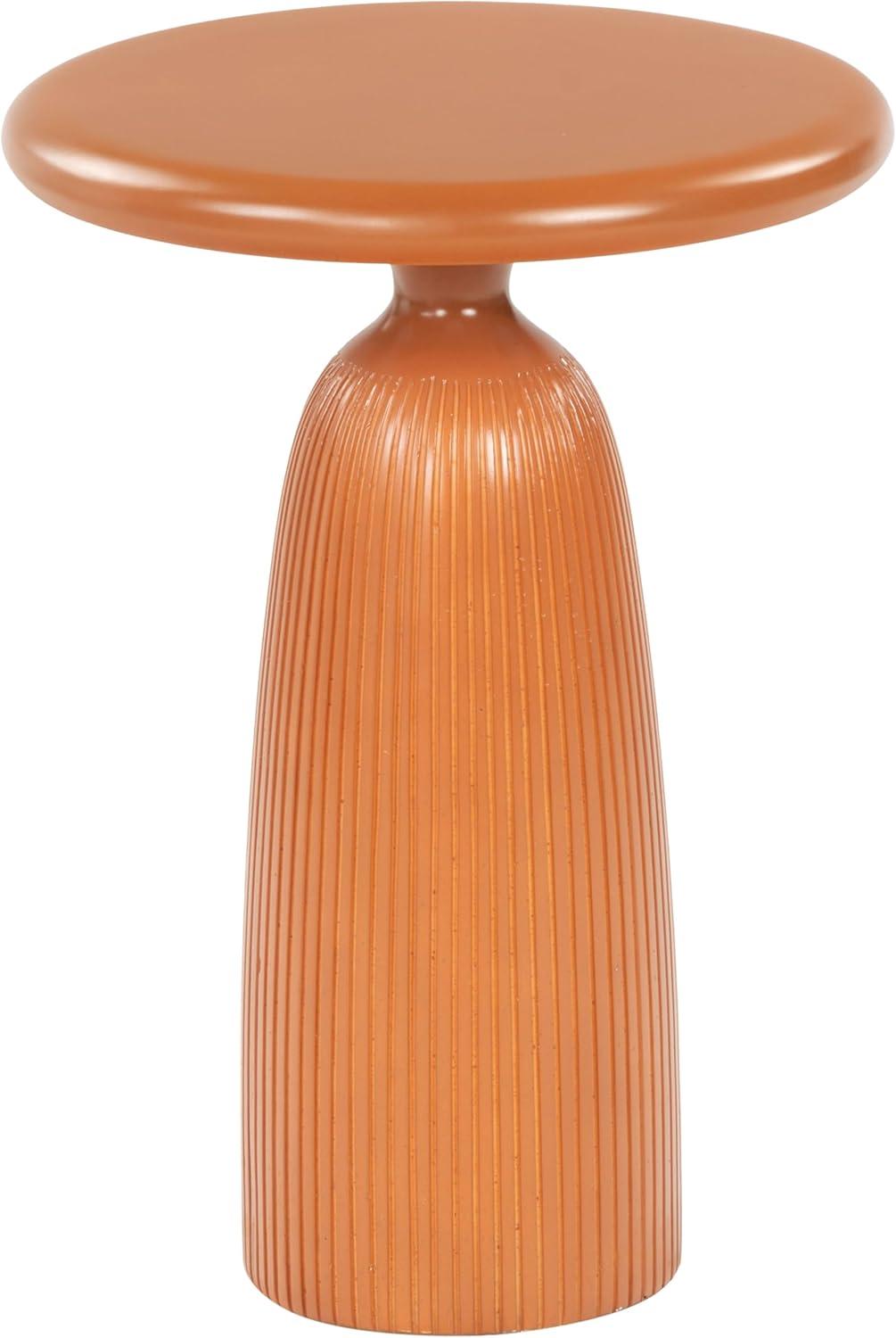 image:imageSAFAVIEH Couture Collection Oskar Ivory Concrete Accent Table Round Modern Side Table Sculptural Ribbed Design SFV2604BBrown