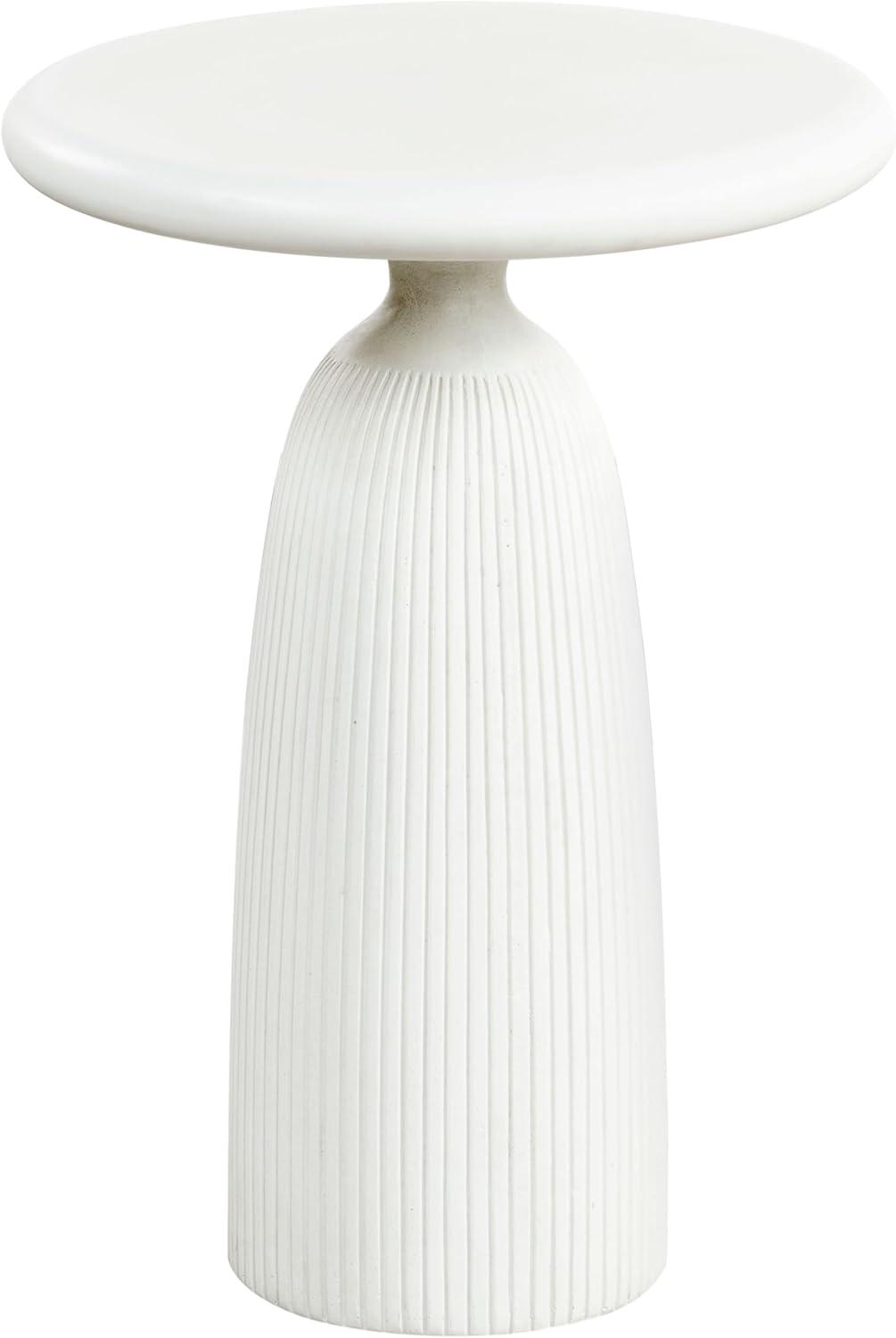 image:imageSAFAVIEH Couture Collection Oskar Ivory Concrete Accent Table Round Modern Side Table Sculptural Ribbed Design SFV2604BIvory