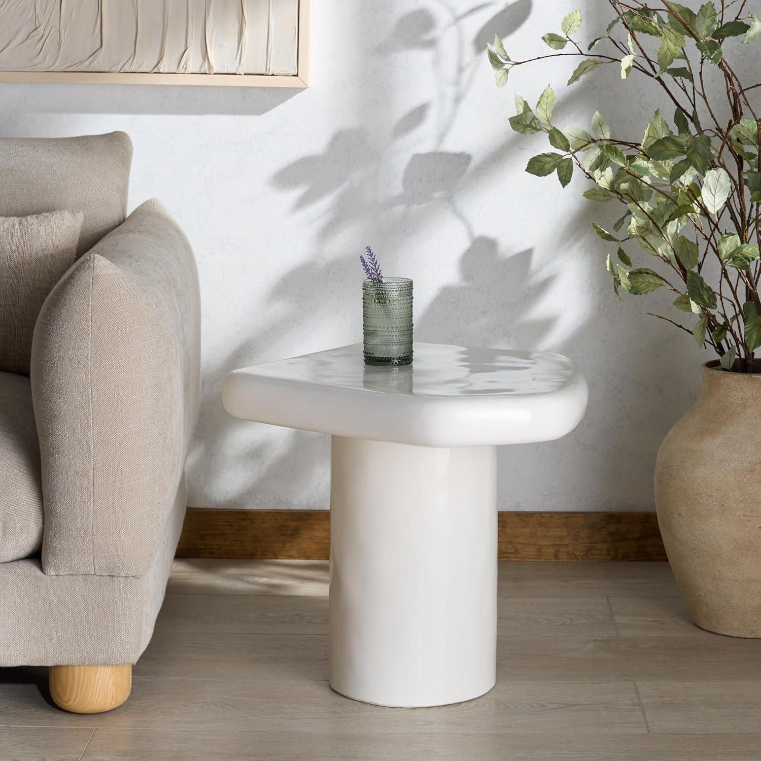 image:imageSAFAVIEH Couture Collection Rhianna White Concrete Accent Table Sculptural Side Table Modern Design SFV2608AWhite