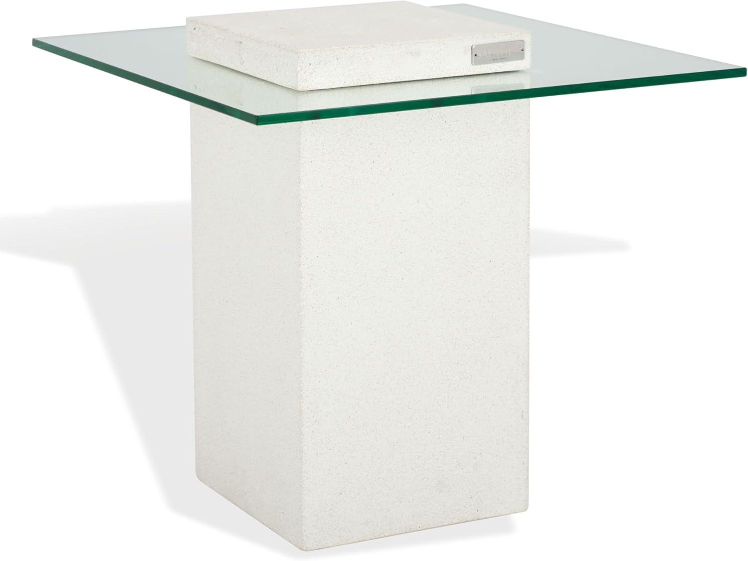 image:imageSAFAVIEH Couture Collection Sophibeth Ivory Concrete and Glass Accent Table Contemporary Modern Side Table Sculptural Display Design SFV2610AIvoryClear