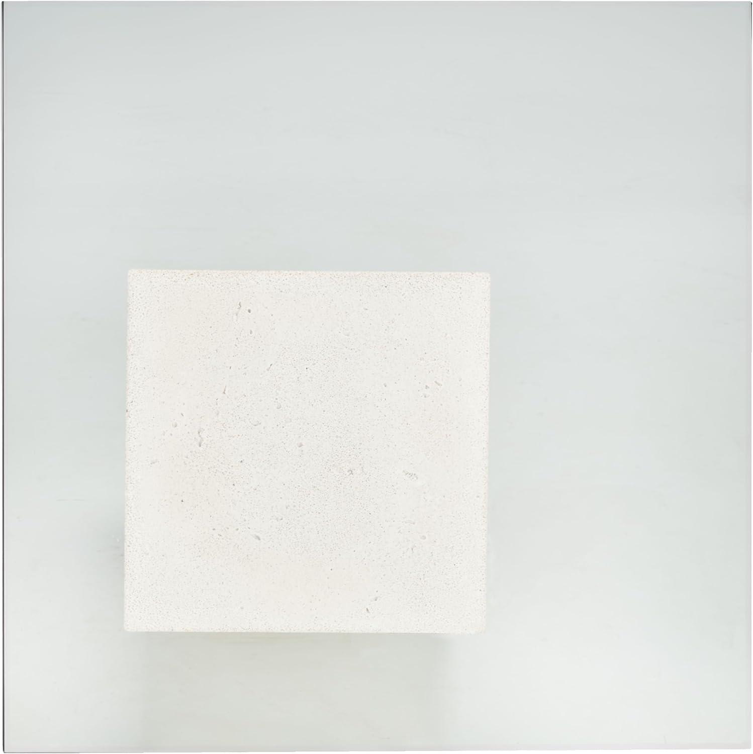 image:imageSAFAVIEH Couture Collection Sophibeth Ivory Concrete and Glass Accent Table Contemporary Modern Side Table Sculptural Display Design SFV2610AIvoryClear