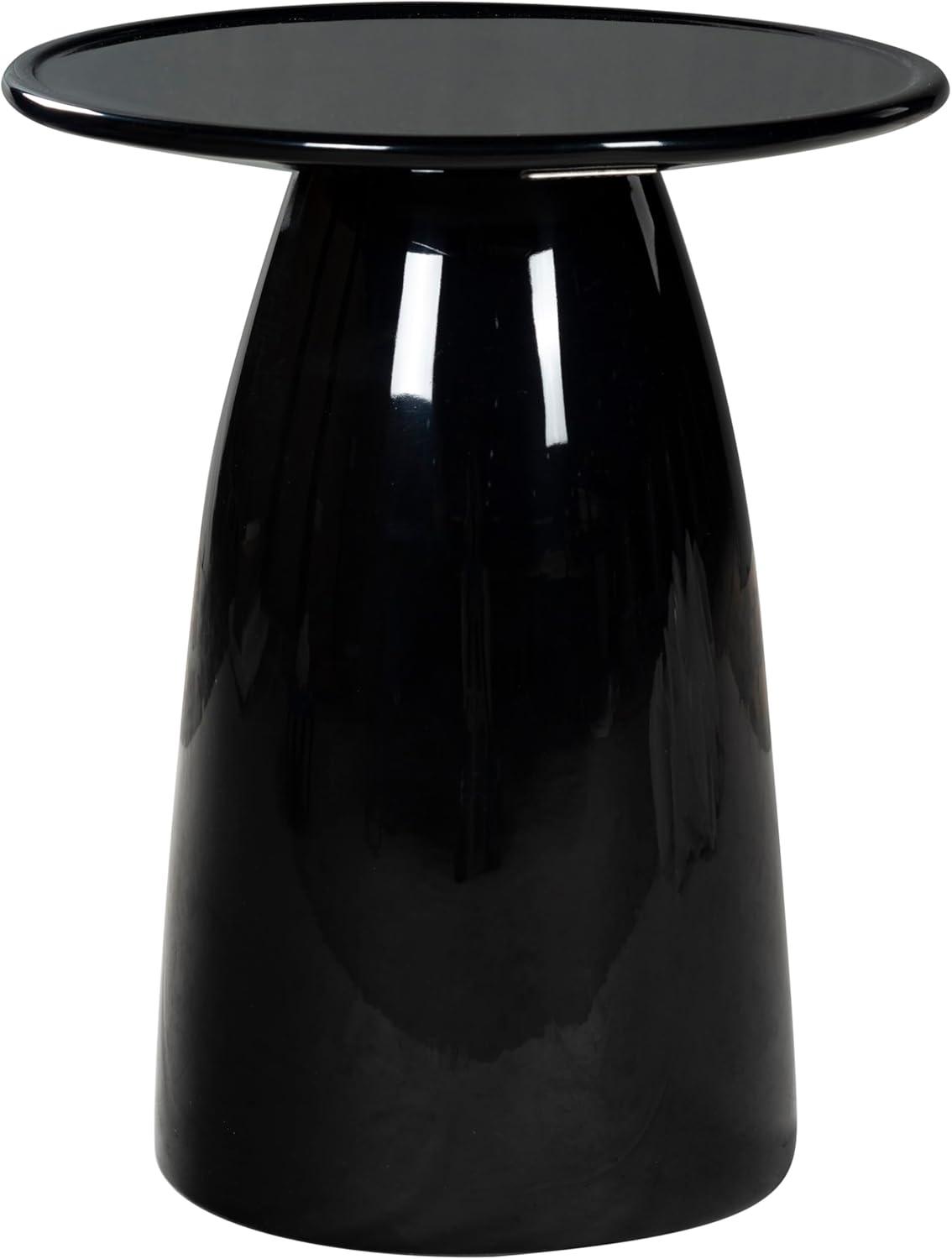image:imageSAFAVIEH Couture Collection Stephan Olive Green Concrete Accent Table Sculptural High Gloss Finish Modern Round Top Fully Assembled SFV2617BBlack