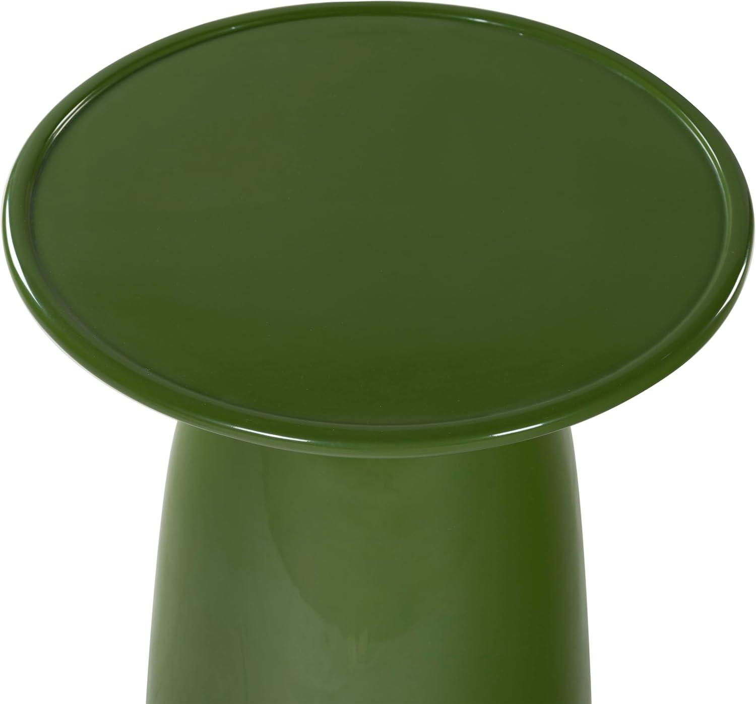 image:imageSAFAVIEH Couture Collection Stephan Olive Green Concrete Accent Table Sculptural High Gloss Finish Modern Round Top Fully Assembled SFV2617BOlive Green