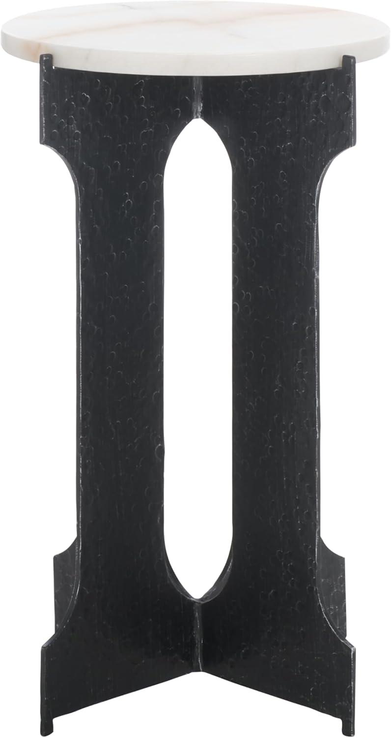 image:imageSAFAVIEH Couture Collection Tayanna Black Iron amp Marble Accent Table Modern Side Table Minimalist Round Top Design Fully Assembled SFV9546ABlackWhite