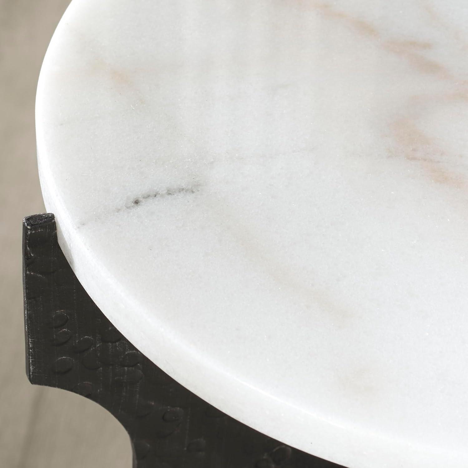 image:imageSAFAVIEH Couture Collection Tayanna Black Iron amp Marble Accent Table Modern Side Table Minimalist Round Top Design Fully Assembled SFV9546ABlackWhite
