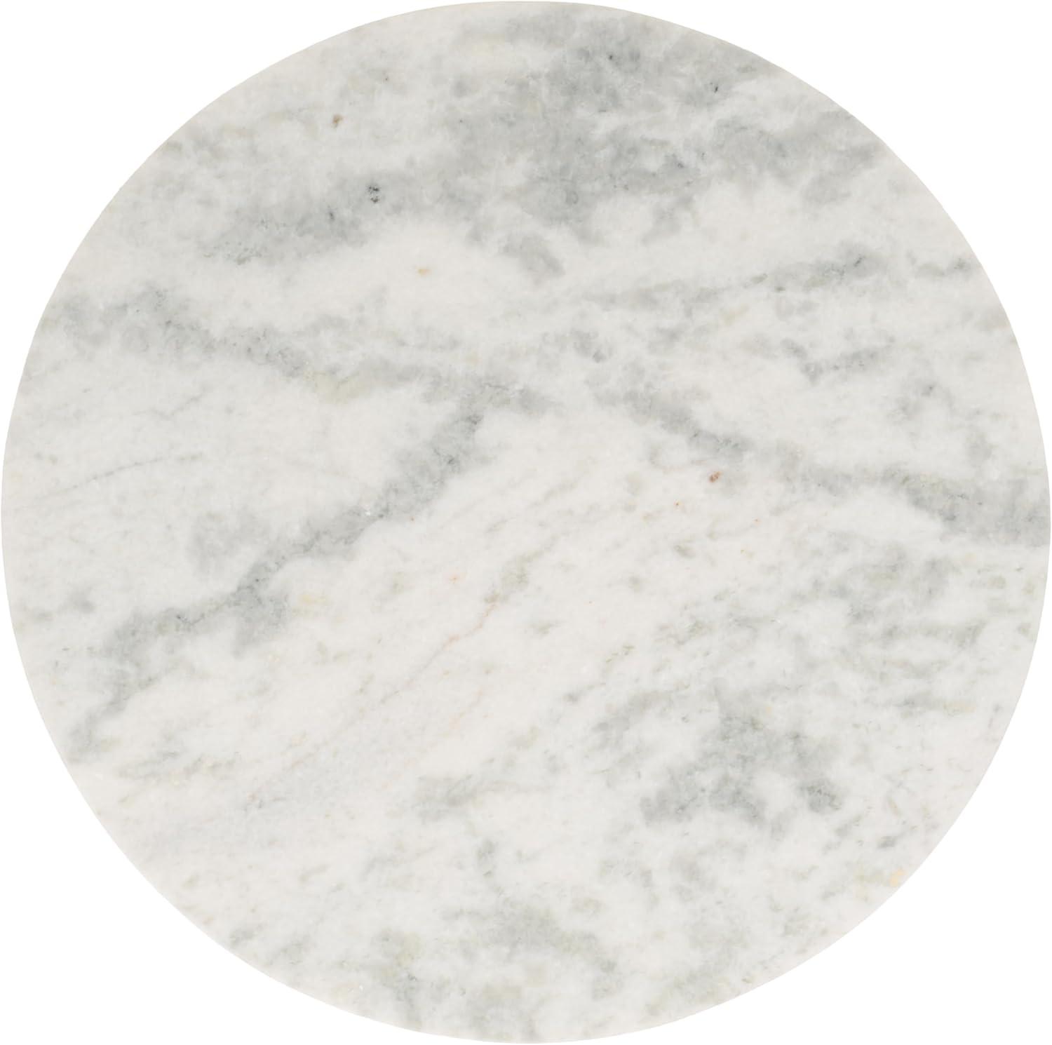 image:imageSAFAVIEH Couture Collection Trenton Brown Marble Accent Table Round Top with Sculptural Wood Base SFV9704BWhiteBlack