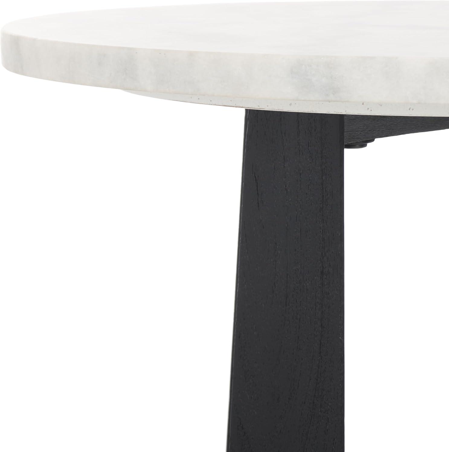 image:imageSAFAVIEH Couture Collection Trenton Brown Marble Accent Table Round Top with Sculptural Wood Base SFV9704BWhiteBlack