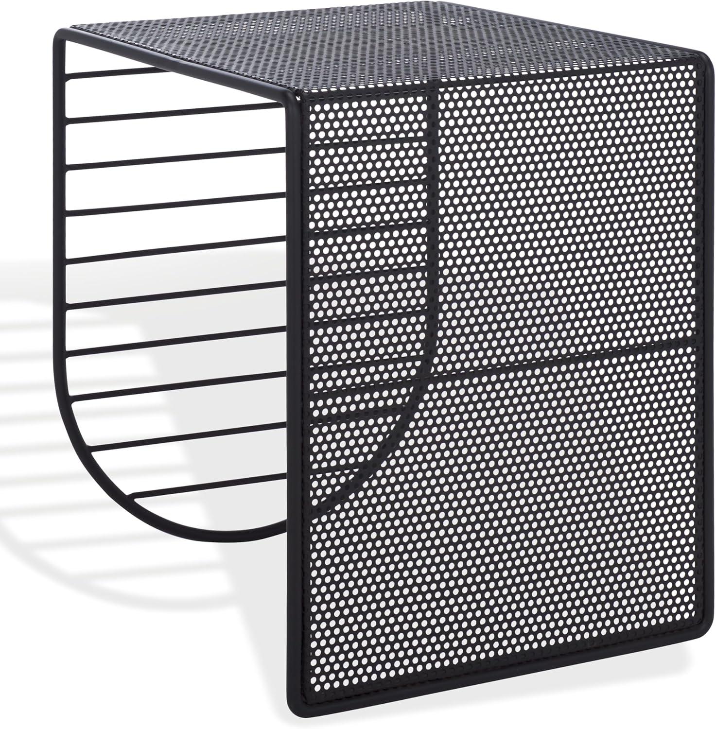 image:imageSAFAVIEH Couture Collection Viktoria Blue Metal Accent Table Sculptural Modern Side Table Geometric Cutout Design Fully Assembled SFV6808BBlack