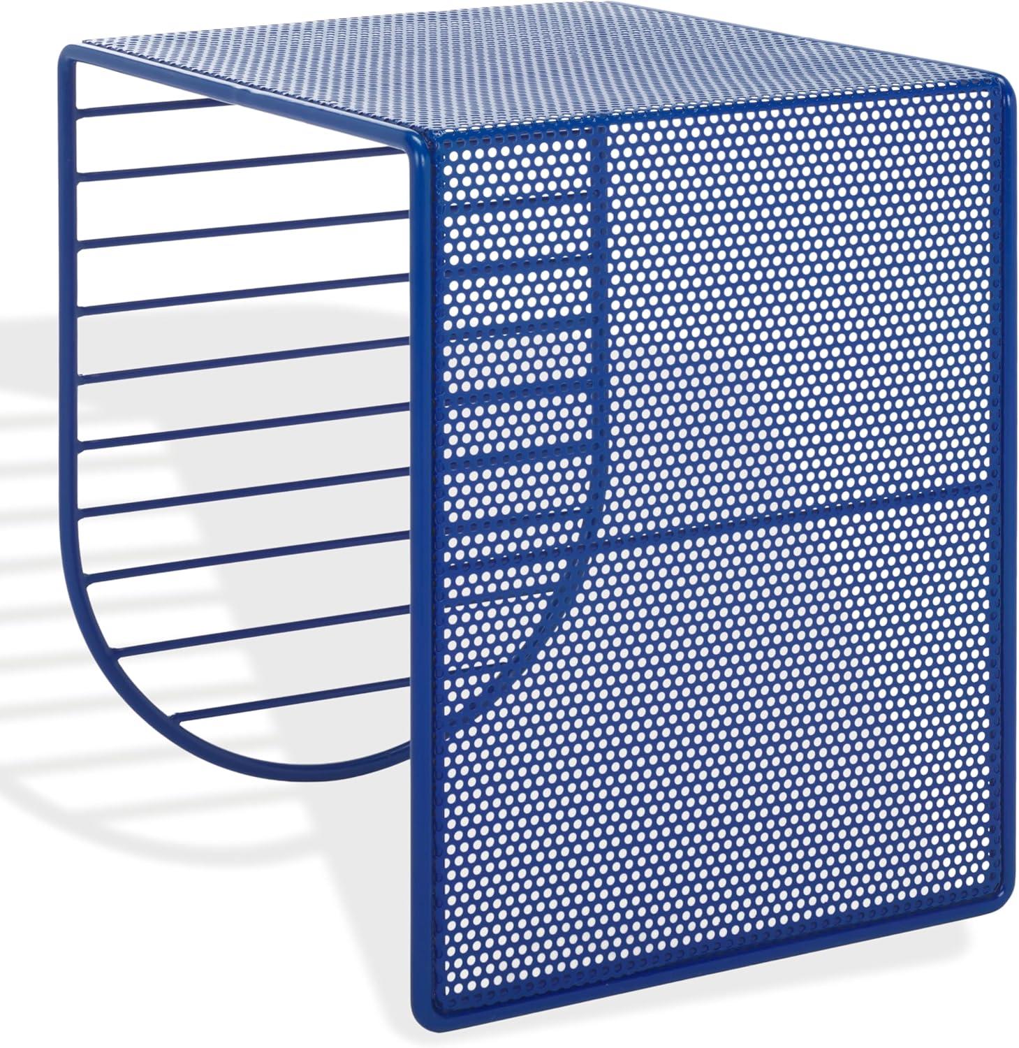 image:imageSAFAVIEH Couture Collection Viktoria Blue Metal Accent Table Sculptural Modern Side Table Geometric Cutout Design Fully Assembled SFV6808BBlue